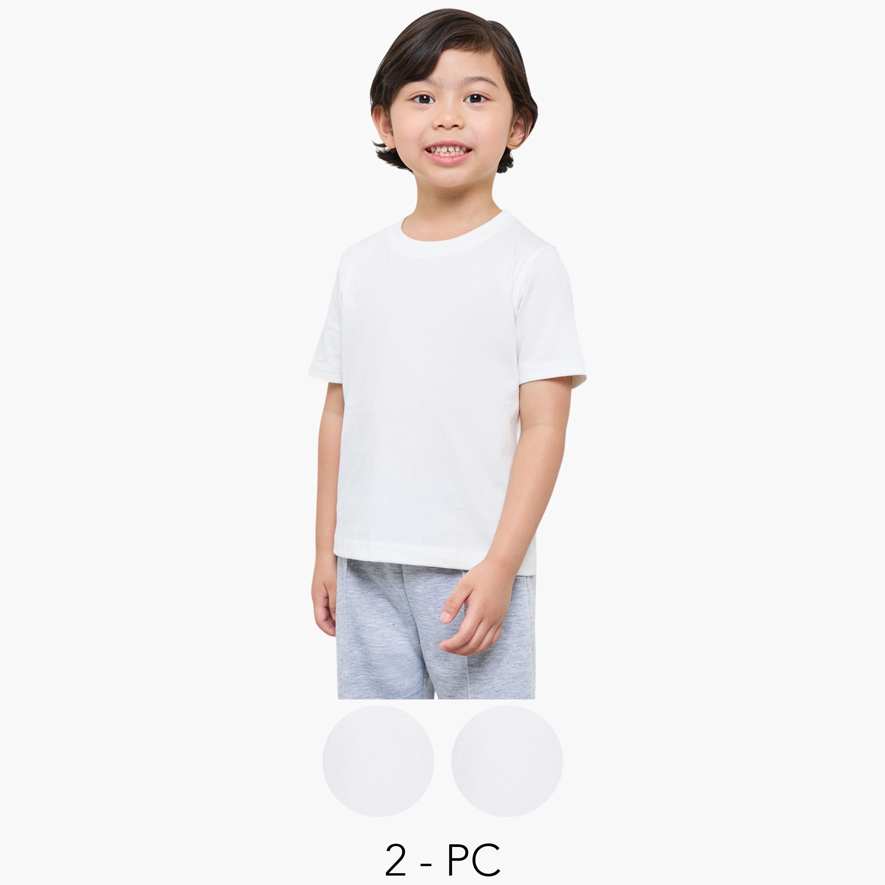 Styli Pack of 2 - Kids Unisex Solid Cotton T-Shirt-boys-clothing-tshirtsandpolos-image-1