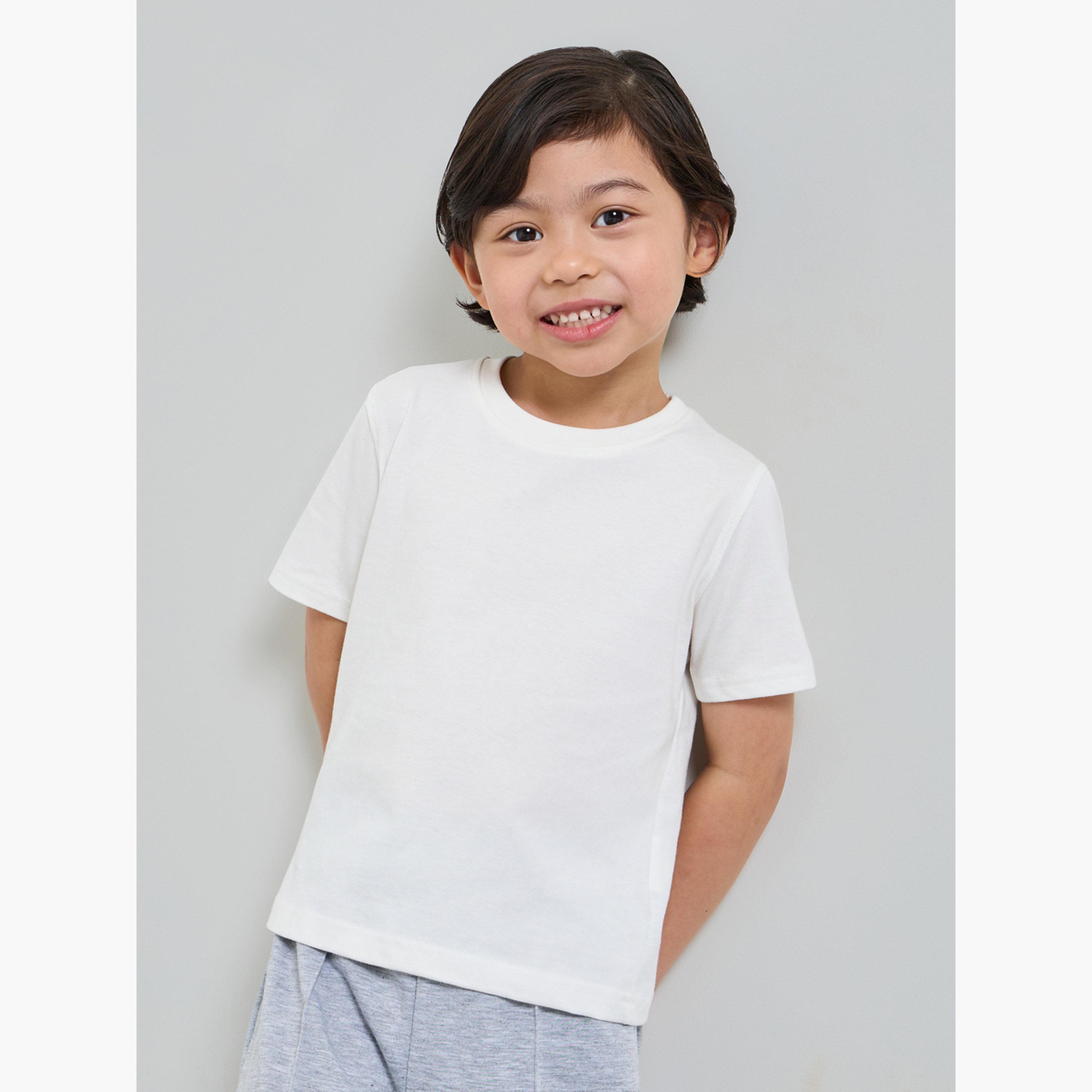 Styli Pack of 2 - Kids Unisex Solid Cotton T-Shirt-boys-clothing-tshirtsandpolos-image-4