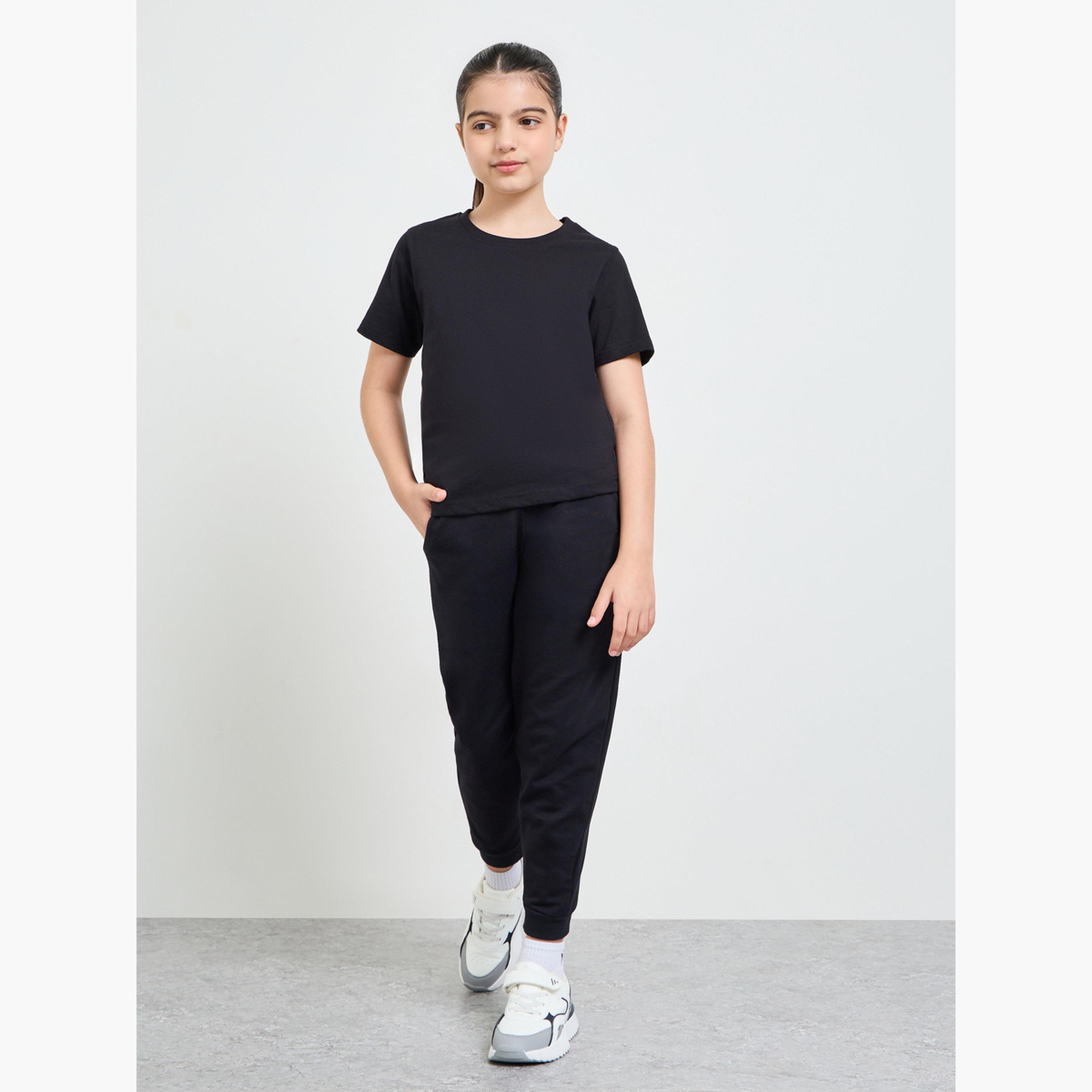 ستايلي - عبوة من قطعتين - تيشيرت قطني سادة للجنسين-girls-clothing-tshirts-image-3