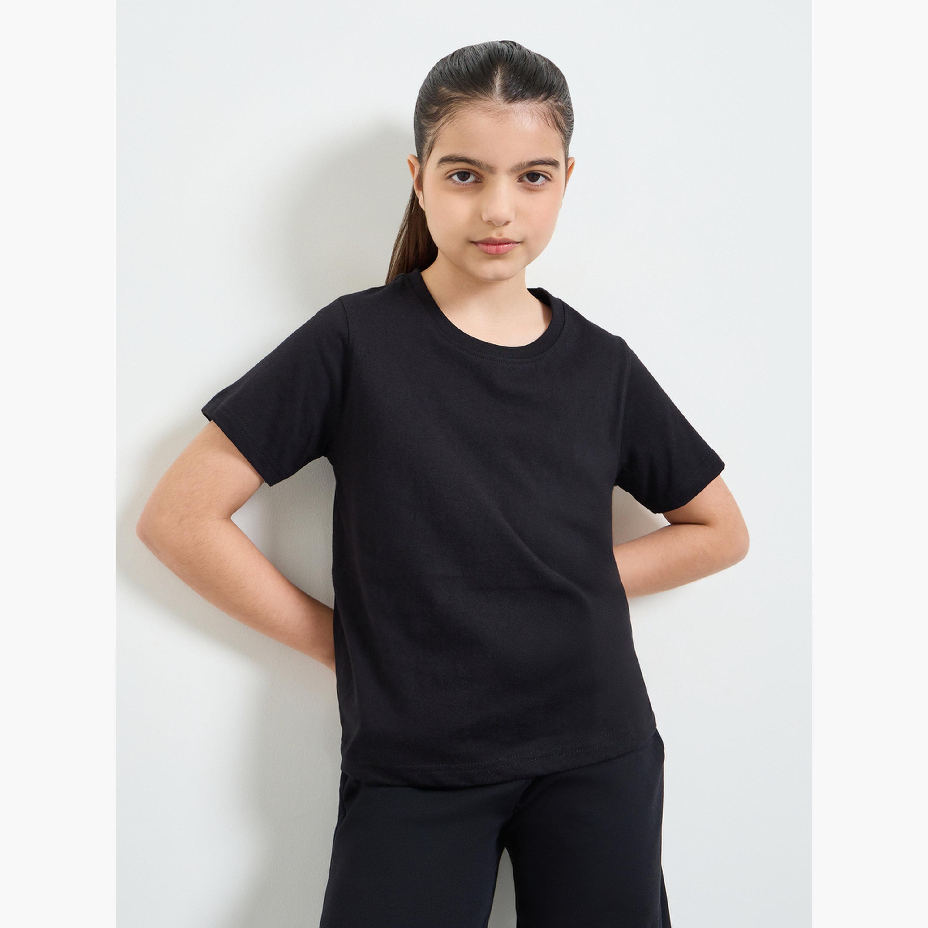 ستايلي - عبوة من قطعتين - تيشيرت قطني سادة للجنسين-girls-clothing-tshirts-image-4