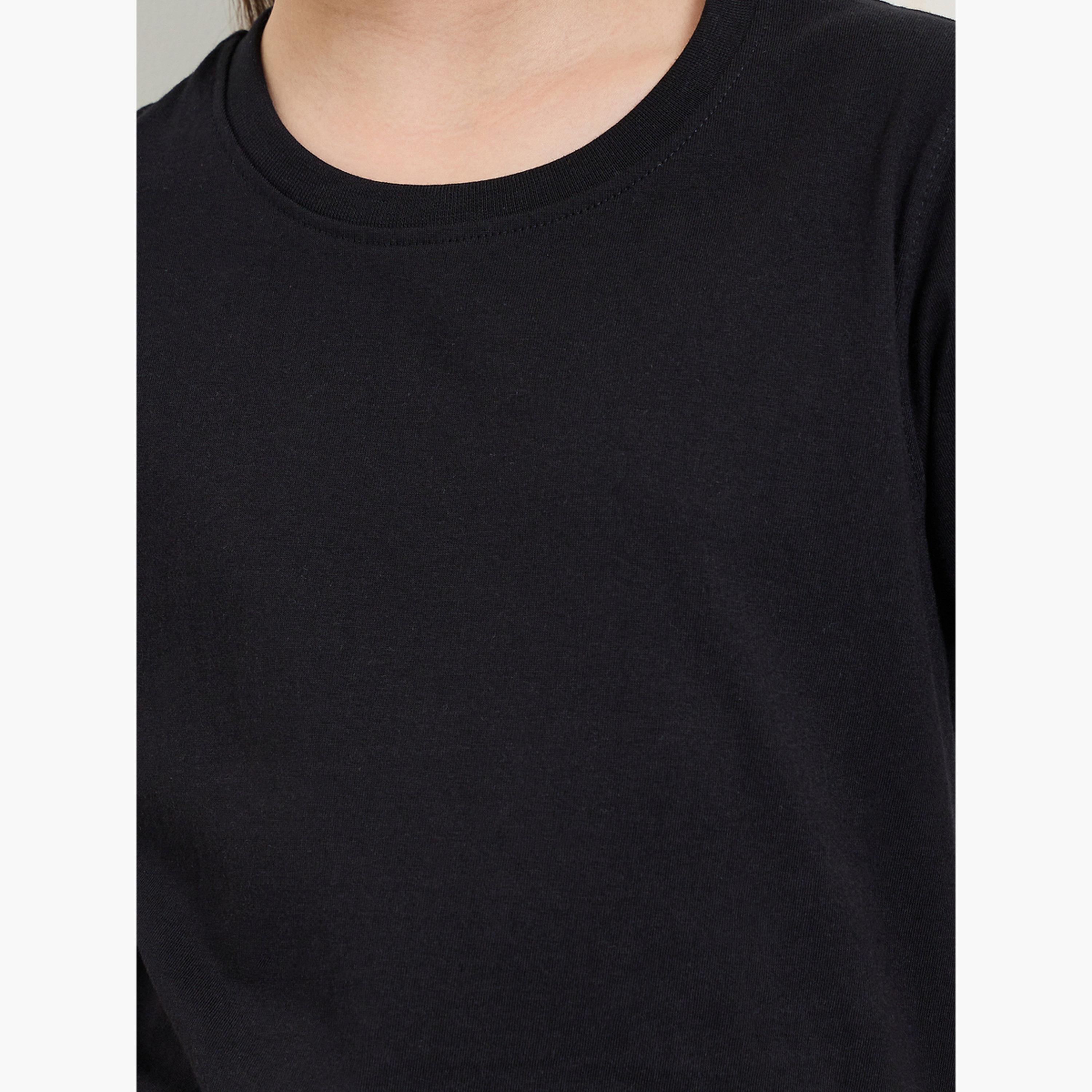 ستايلي - عبوة من قطعتين - تيشيرت قطني سادة للجنسين-girls-clothing-tshirts-image-6