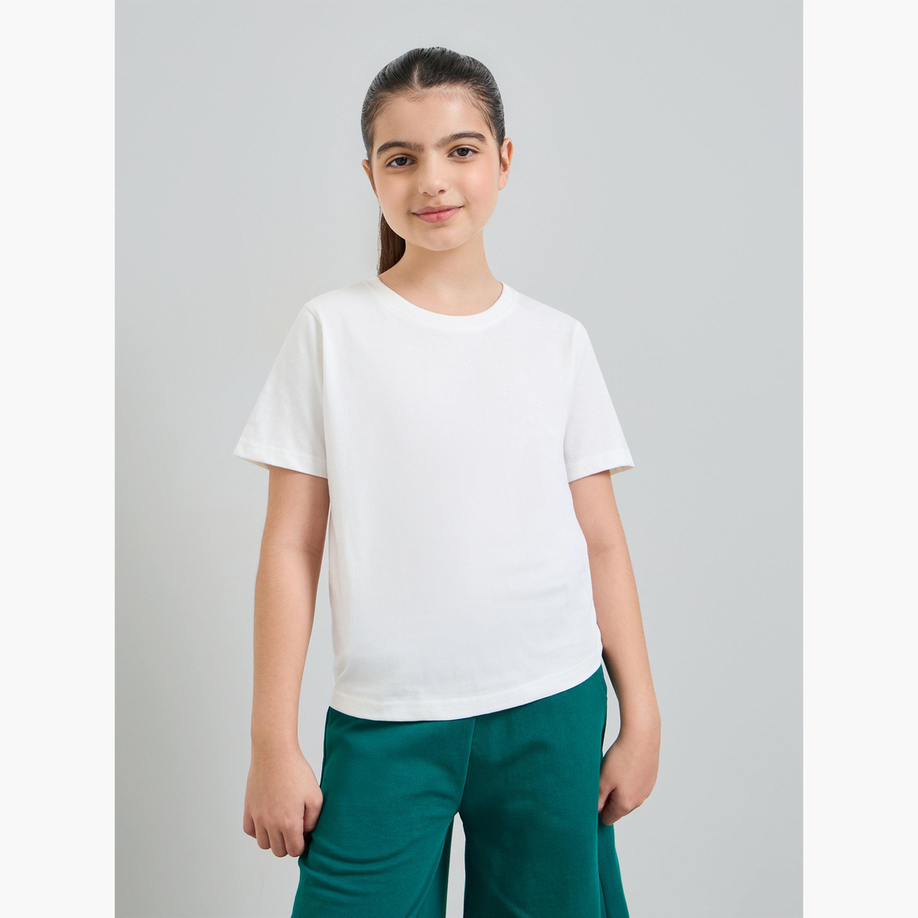 ستايلي - عبوة من قطعتين - تيشيرت قطني سادة للجنسين-girls-clothing-tshirts-image-4