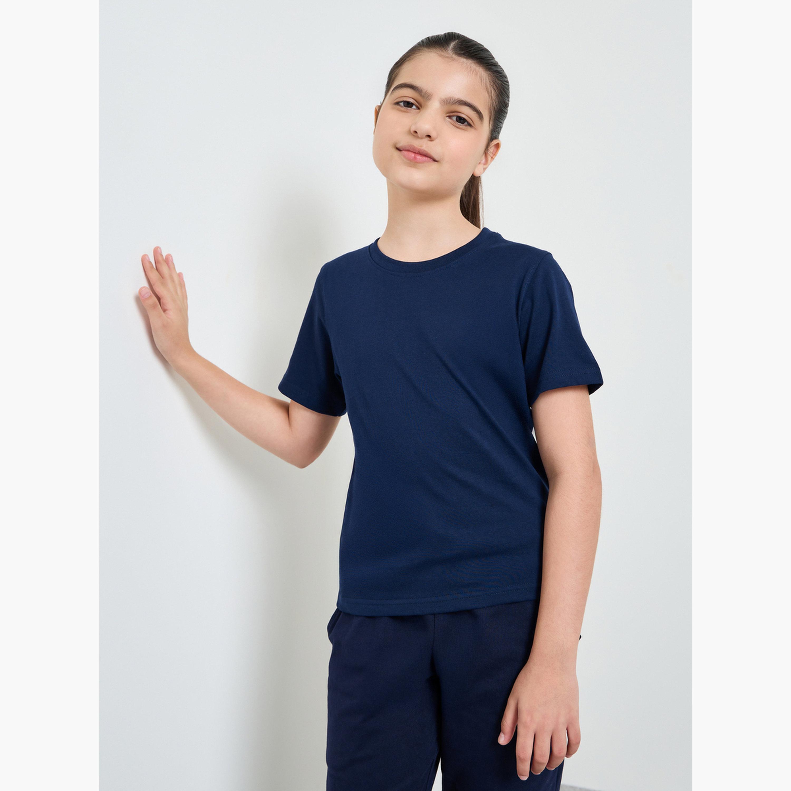 ستايلي - عبوة من قطعتين - تيشيرت قطني سادة للجنسين-girls-clothing-tshirts-image-2