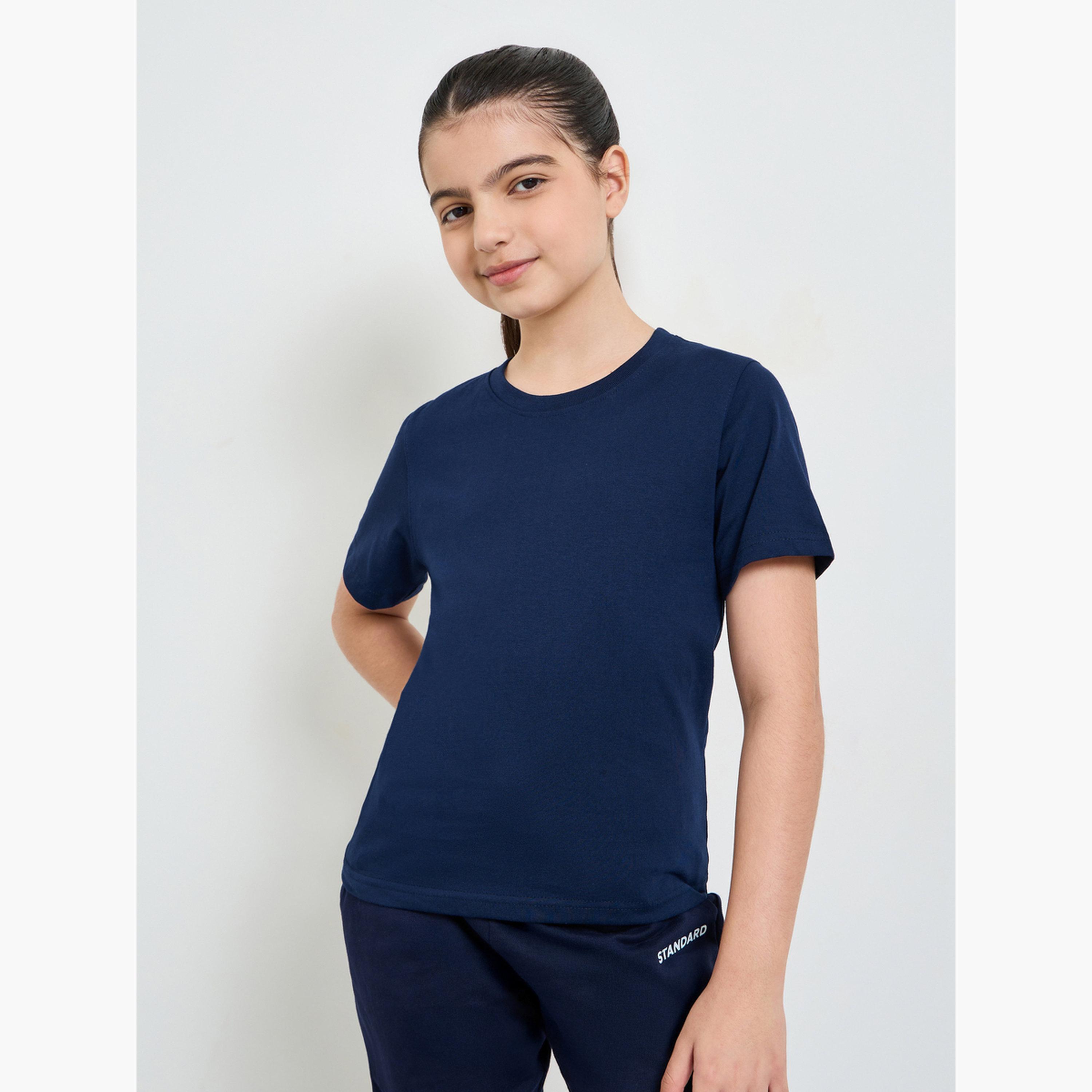 ستايلي - عبوة من قطعتين - تيشيرت قطني سادة للجنسين-girls-clothing-tshirts-image-4