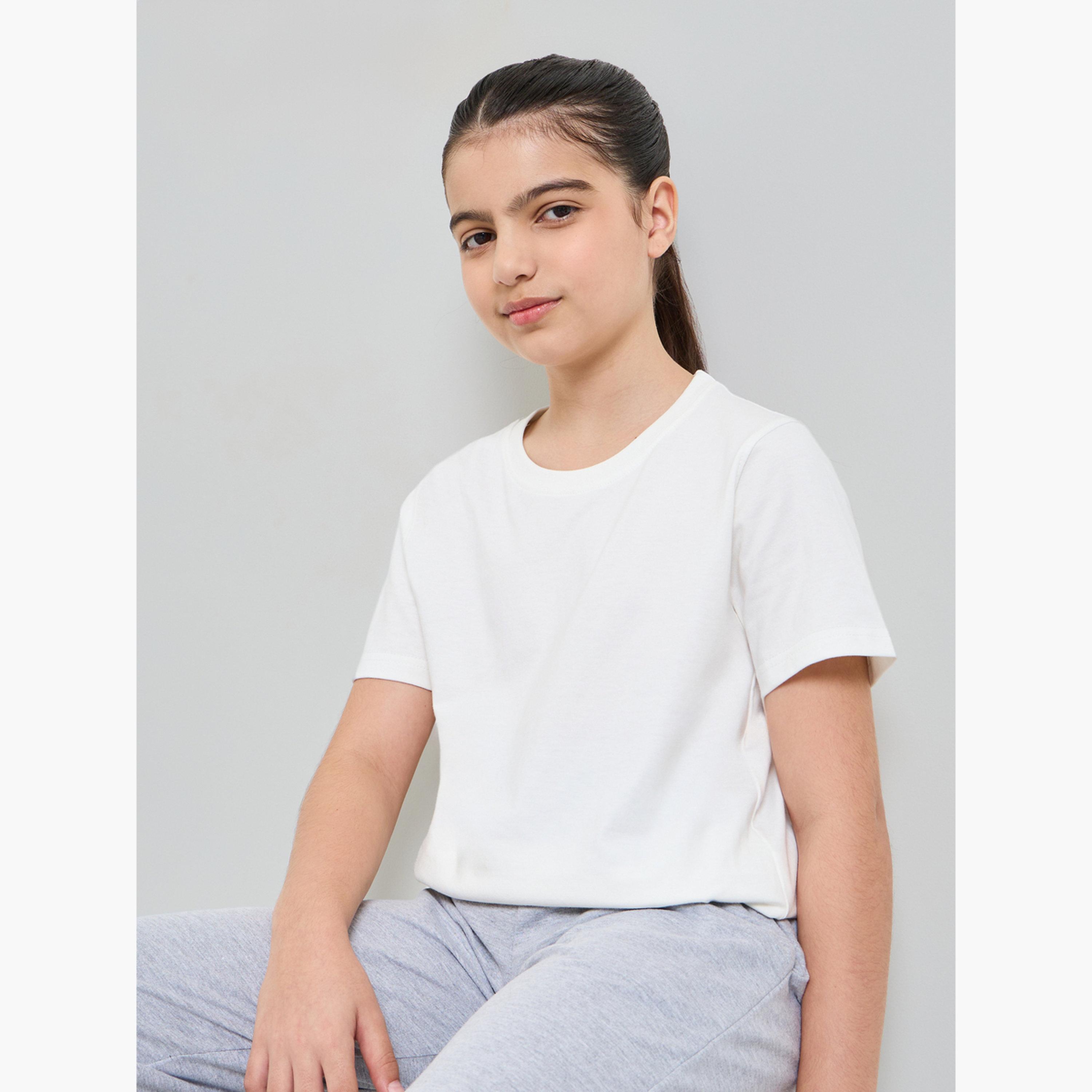 ستايلي - عبوة من قطعتين - تيشيرت قطني سادة للجنسين-girls-clothing-tshirts-image-2