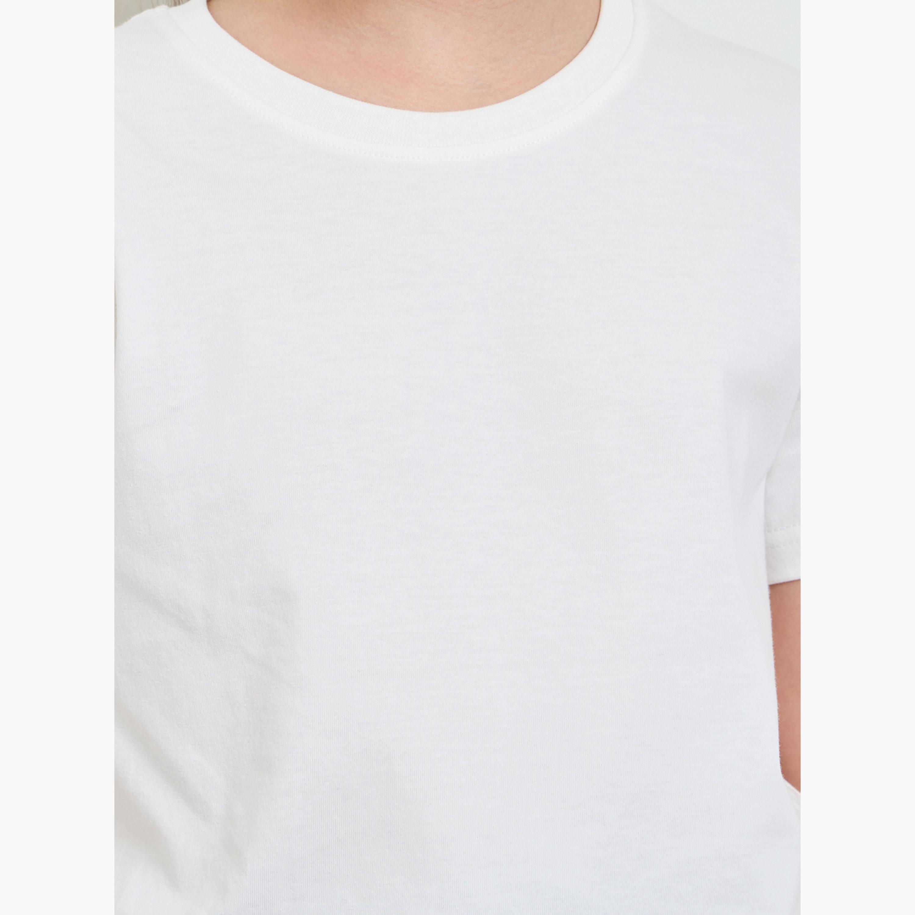 ستايلي - عبوة من قطعتين - تيشيرت قطني سادة للجنسين-girls-clothing-tshirts-image-6
