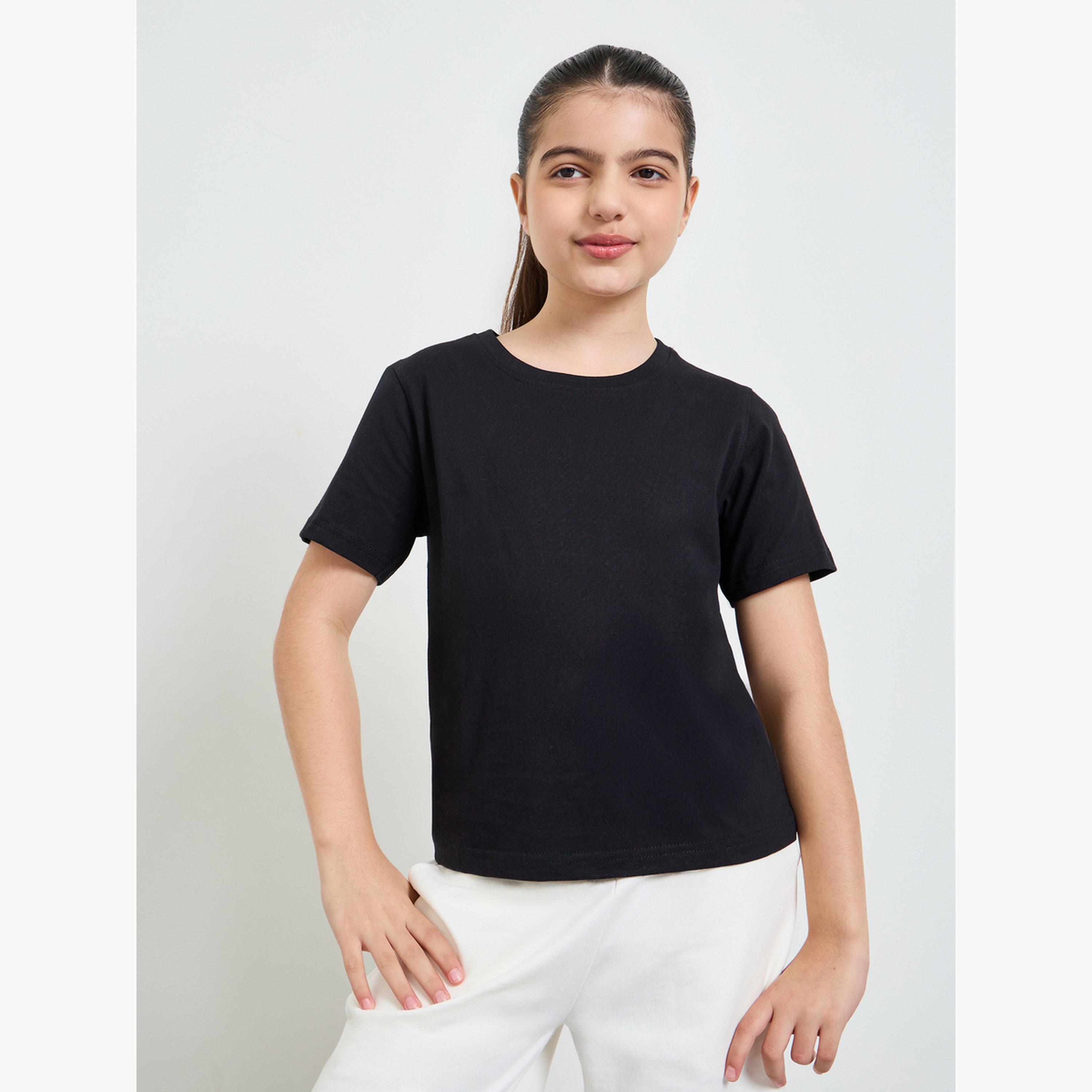 ستايلي - عبوة من قطعتين - تيشيرت قطني سادة للجنسين-girls-clothing-tshirts-image-4