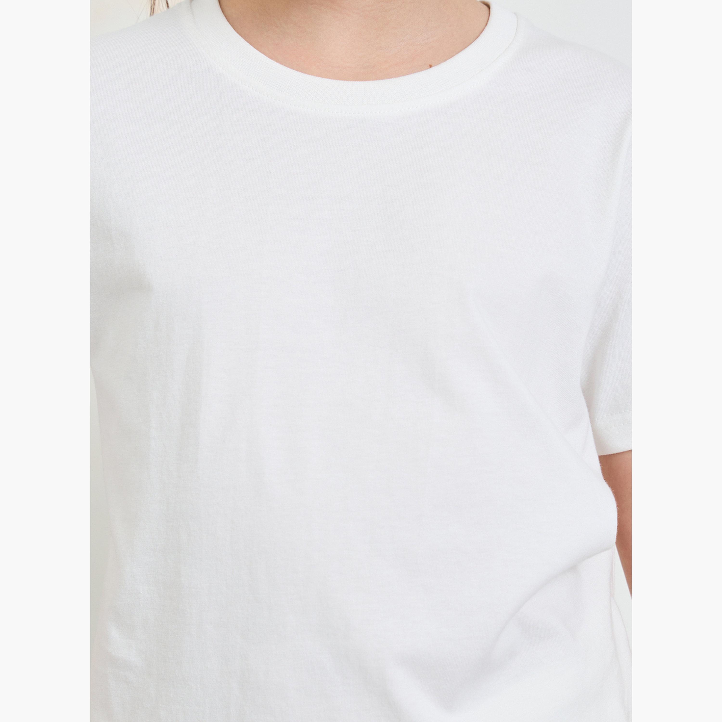 ستايلي - عبوة من قطعتين - تيشيرت قطني سادة للجنسين-girls-clothing-tshirts-image-6
