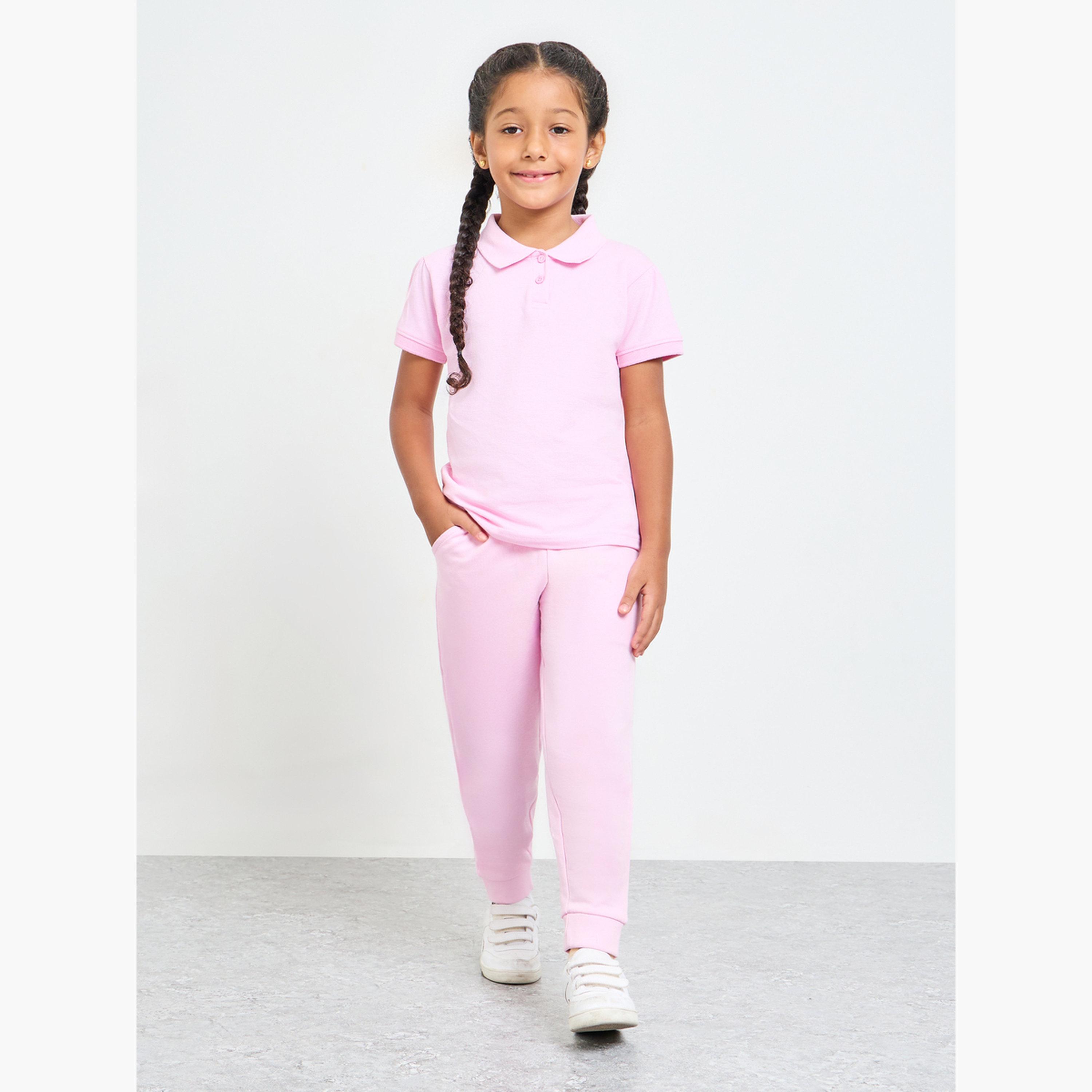 ستايلي - عبوة من قطعتين للبنات - تيشيرت بولو قطني وردي فاتح-girls-clothing-tshirts-image-3