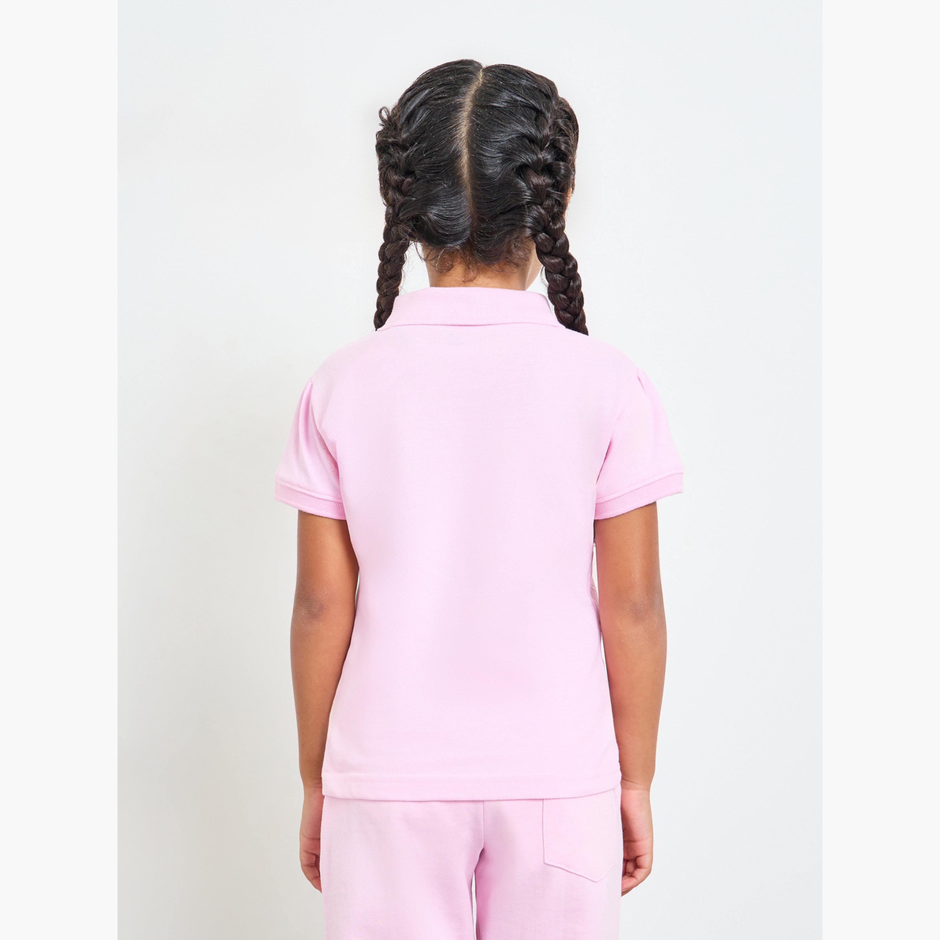 ستايلي - عبوة من قطعتين للبنات - تيشيرت بولو قطني وردي فاتح-girls-clothing-tshirts-image-5