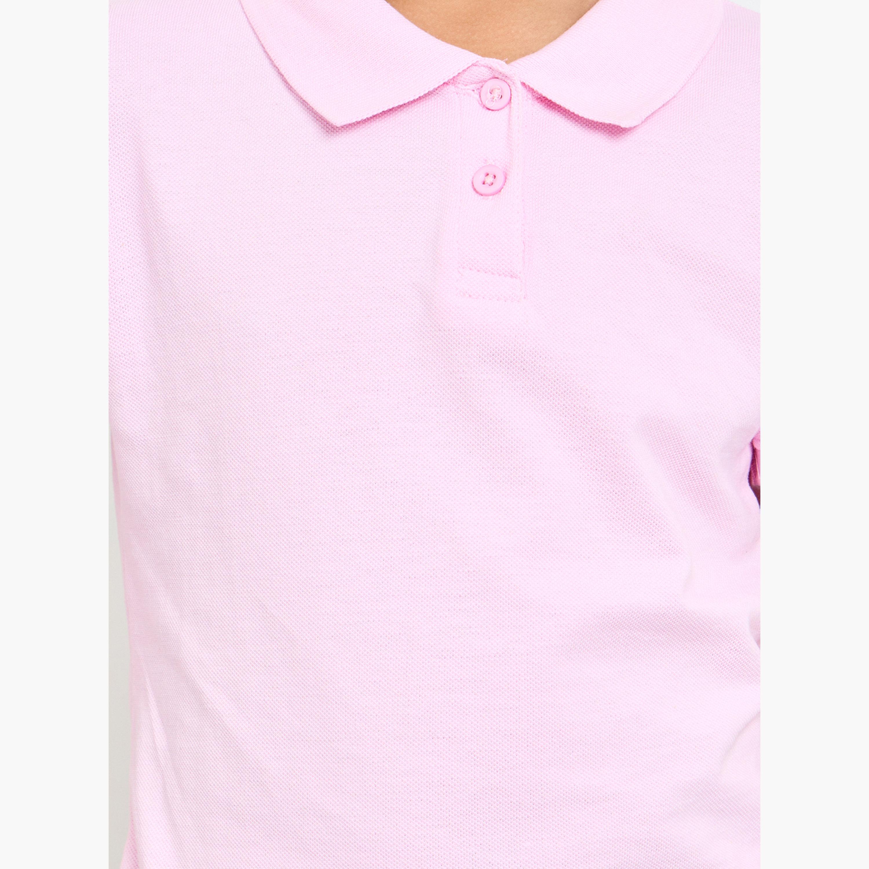 Styli Girls Pack of 2 - Light Pink Cotton Polo T-Shirt-girls-clothing-tshirts-image-6