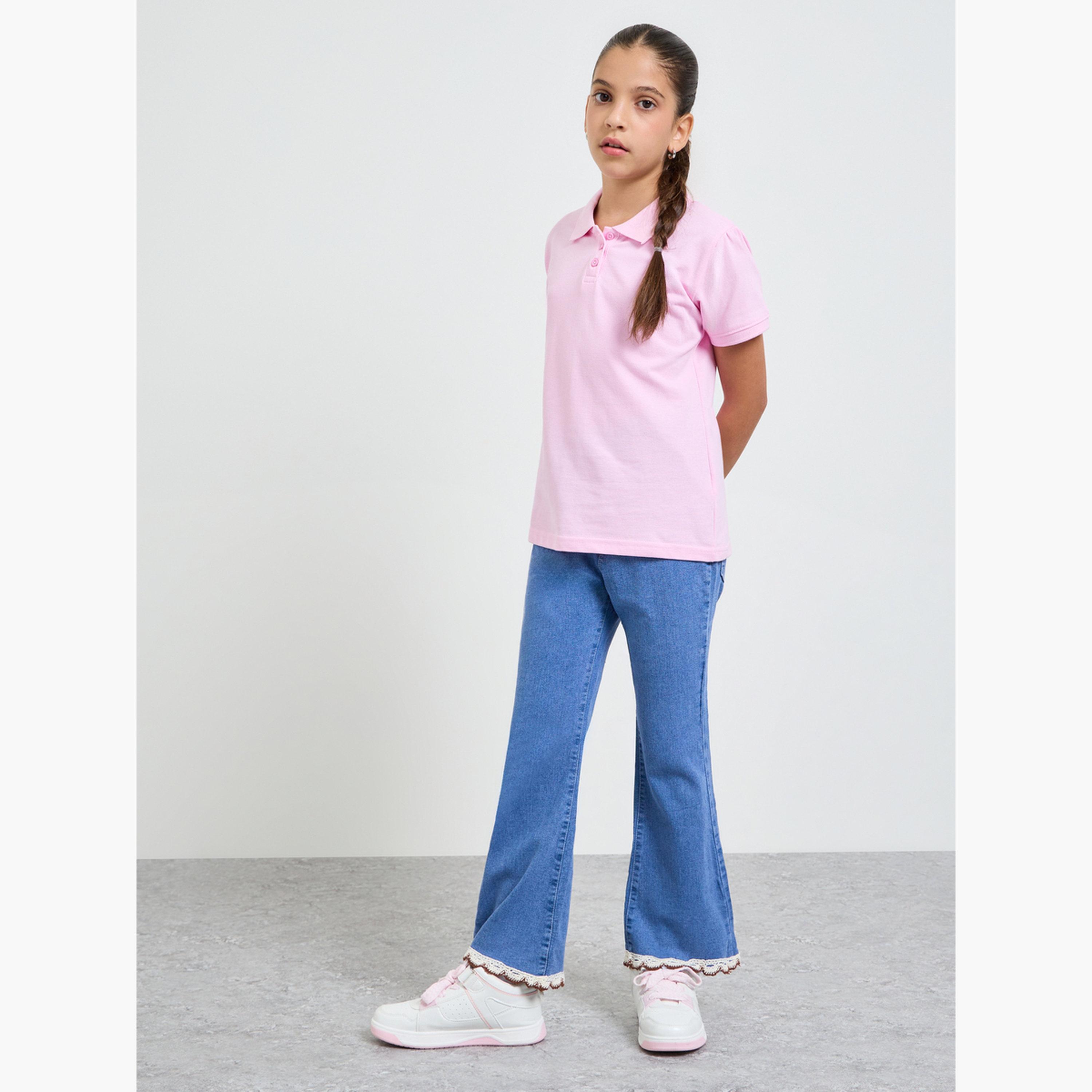 عبوة من قطعتين تيشيرت بولو بأكمام قصيرة للبنات-girls-clothing-tshirts-image-2