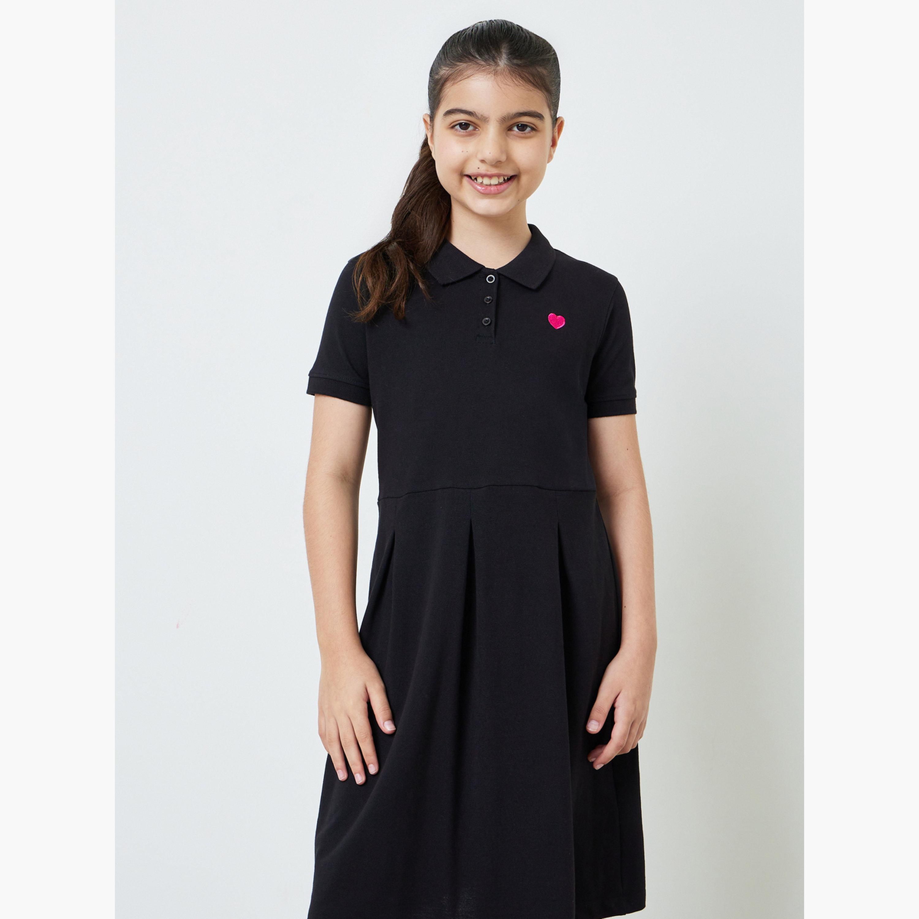 ستايلي - فستان تيشيرت قطني للفتيات المراهقات بحافة واسعة-girls-clothing-dressesandjumpsuits-image-4