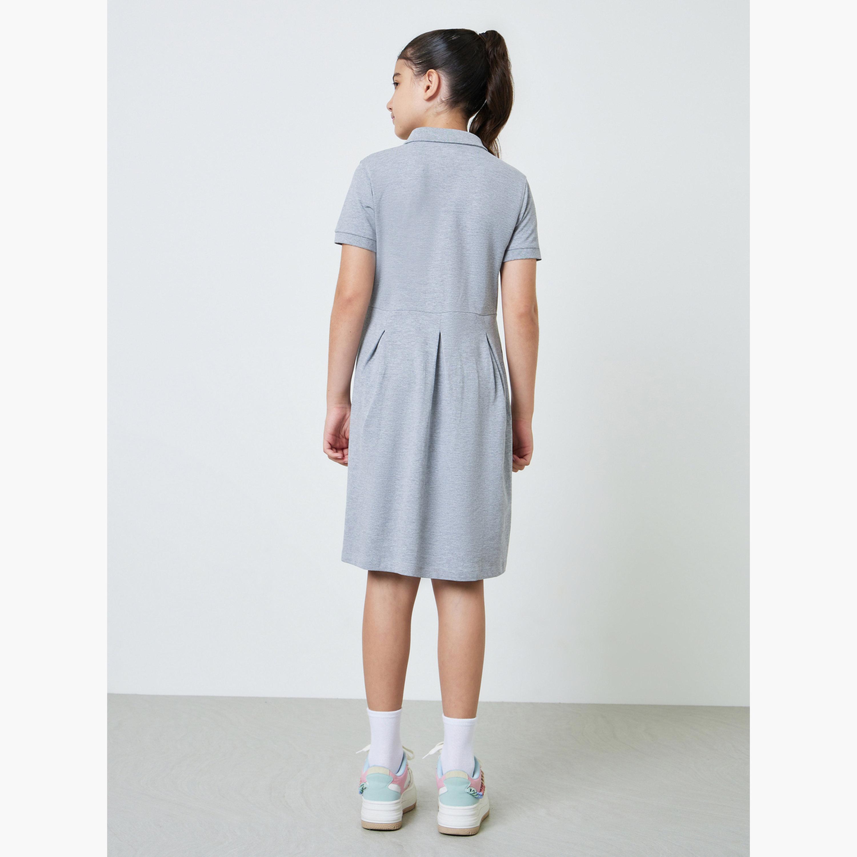 ستايلي - فستان تيشيرت قطني للفتيات المراهقات بحافة واسعة-girls-clothing-dressesandjumpsuits-image-3