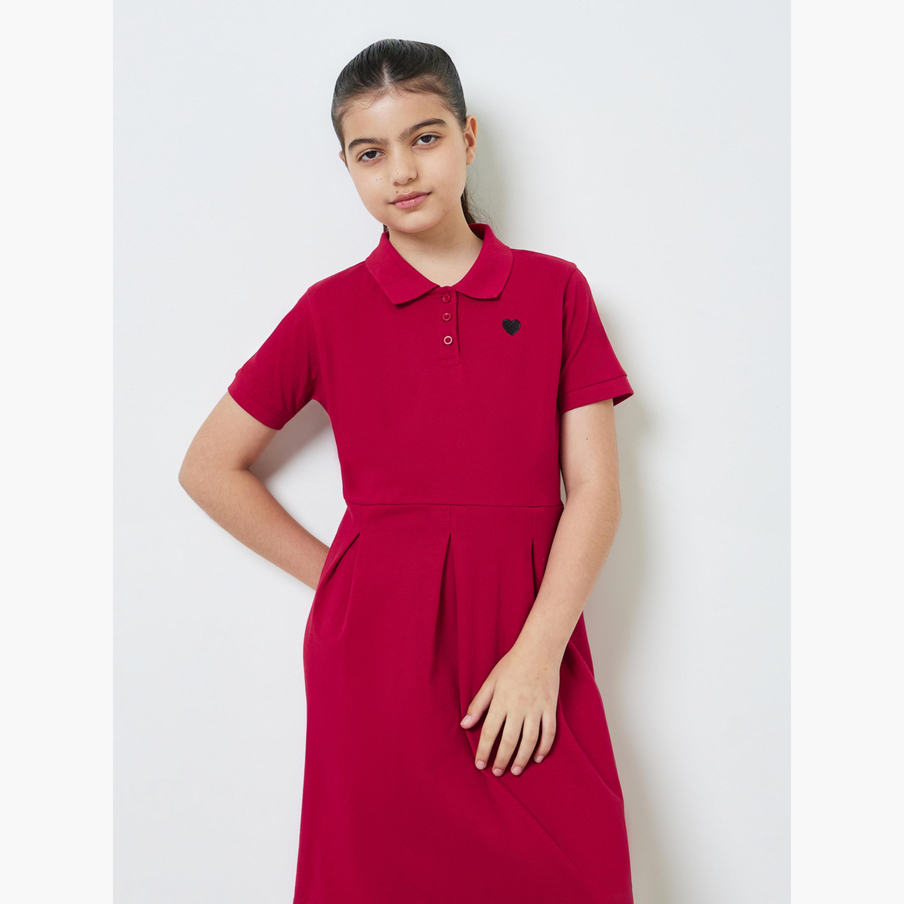ستايلي - فستان تيشيرت قطني للفتيات المراهقات بحافة واسعة-girls-clothing-dressesandjumpsuits-image-4