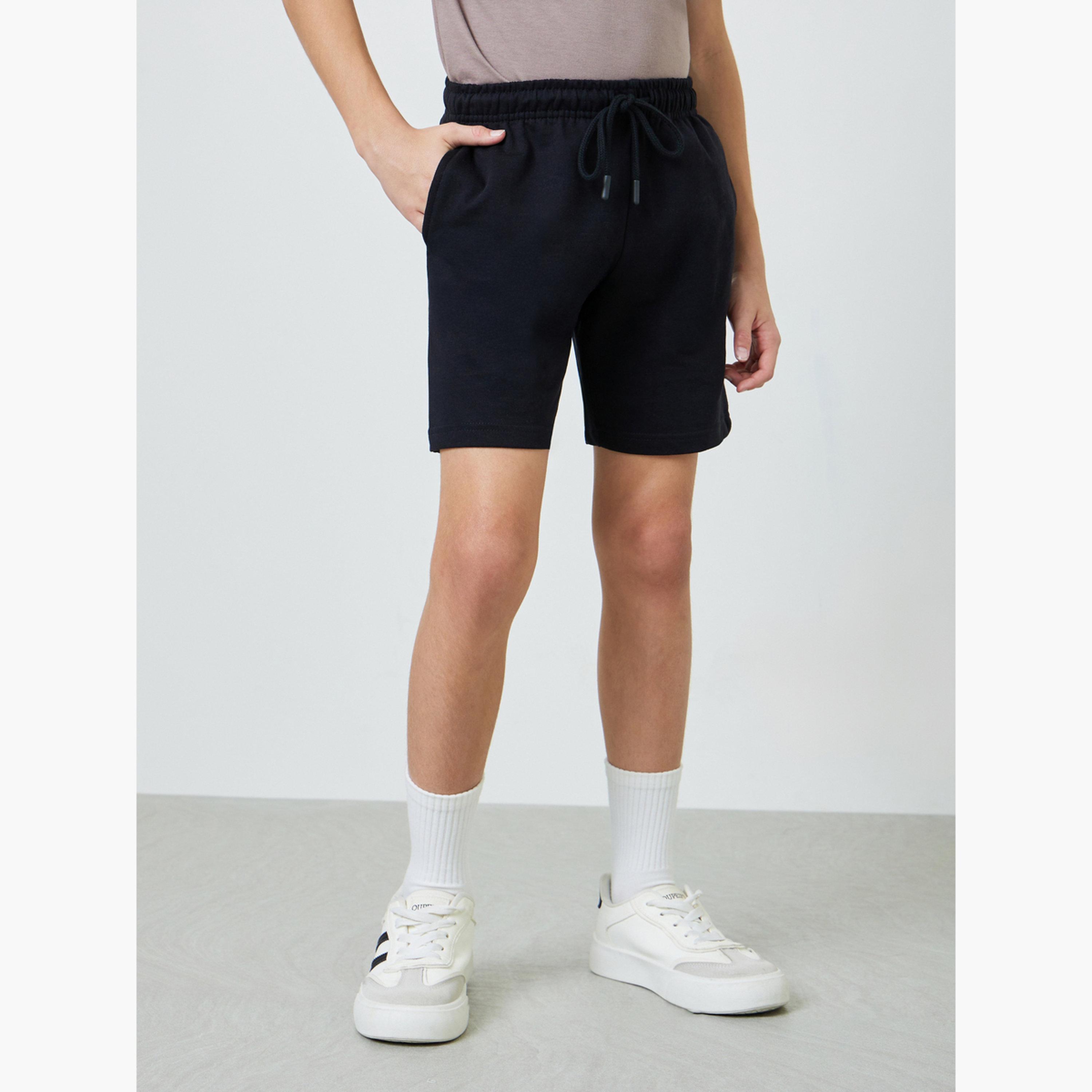 Styli Teens Pack of 2 - Cotton Knitted Drawstring Shorts-boys-clothing-bottoms-shorts-image-2