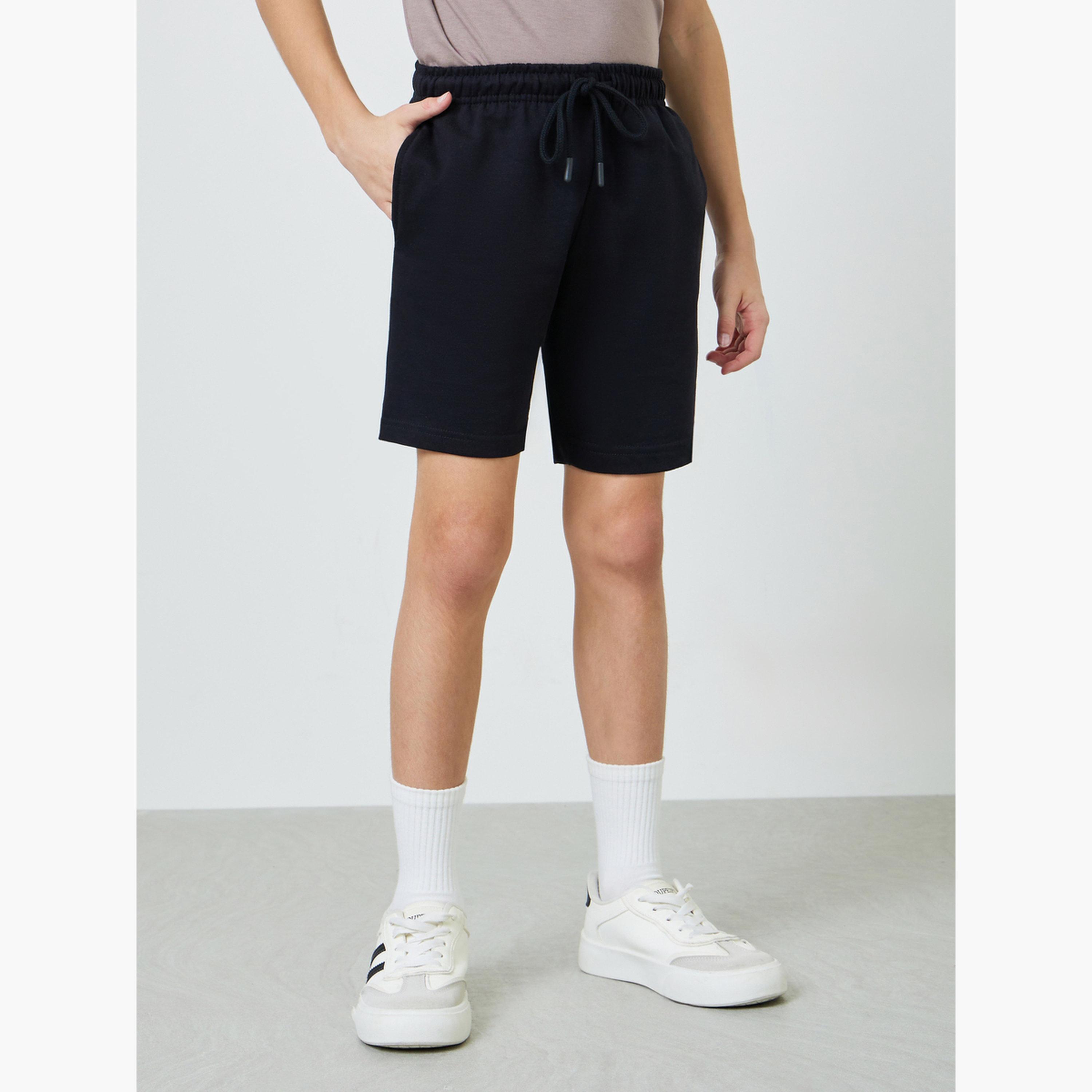 Styli Teens Pack of 2 - Cotton Knitted Drawstring Shorts-boys-clothing-bottoms-shorts-image-4