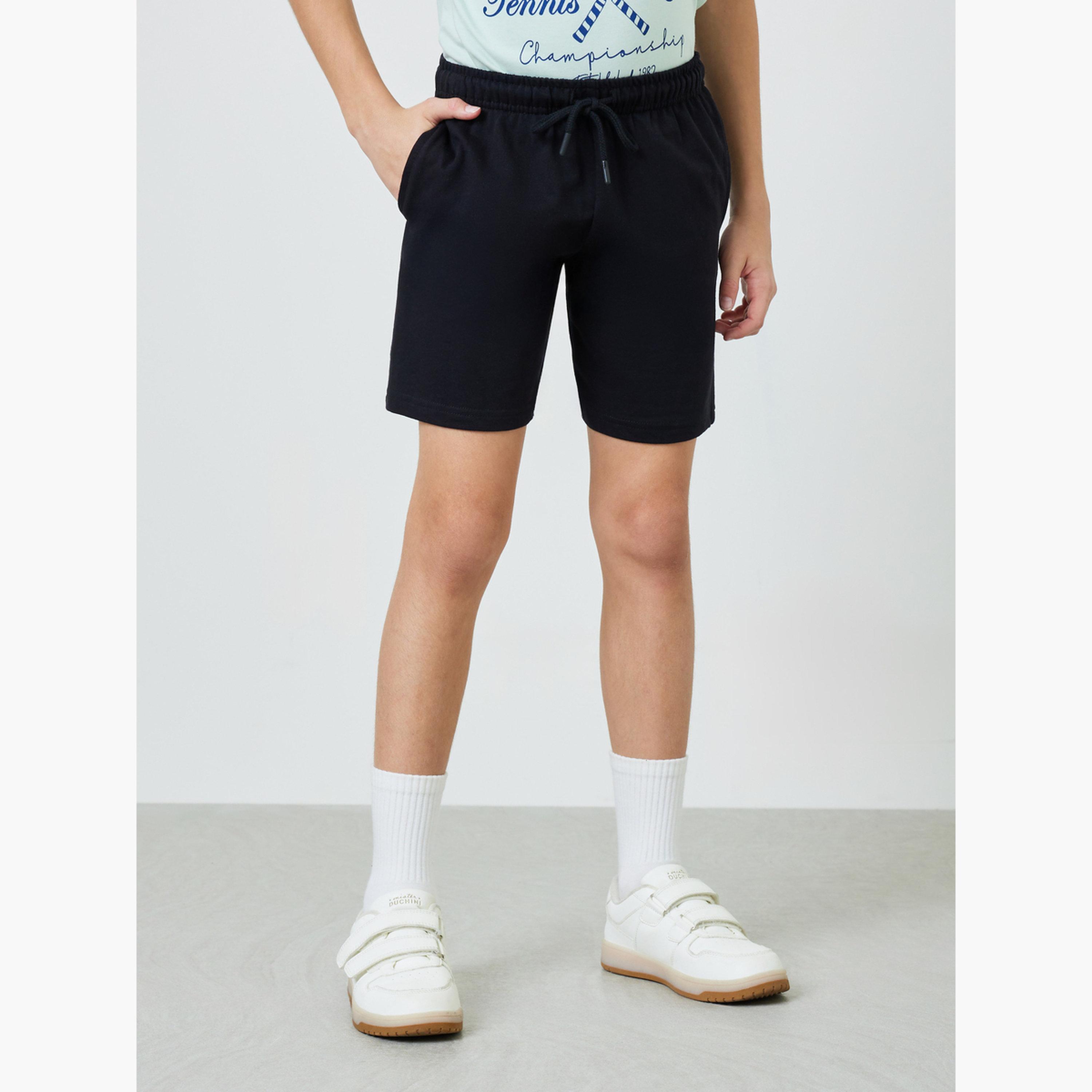 Styli Teens Pack of 2 - Cotton Knitted Drawstring Shorts-boys-clothing-bottoms-shorts-image-4
