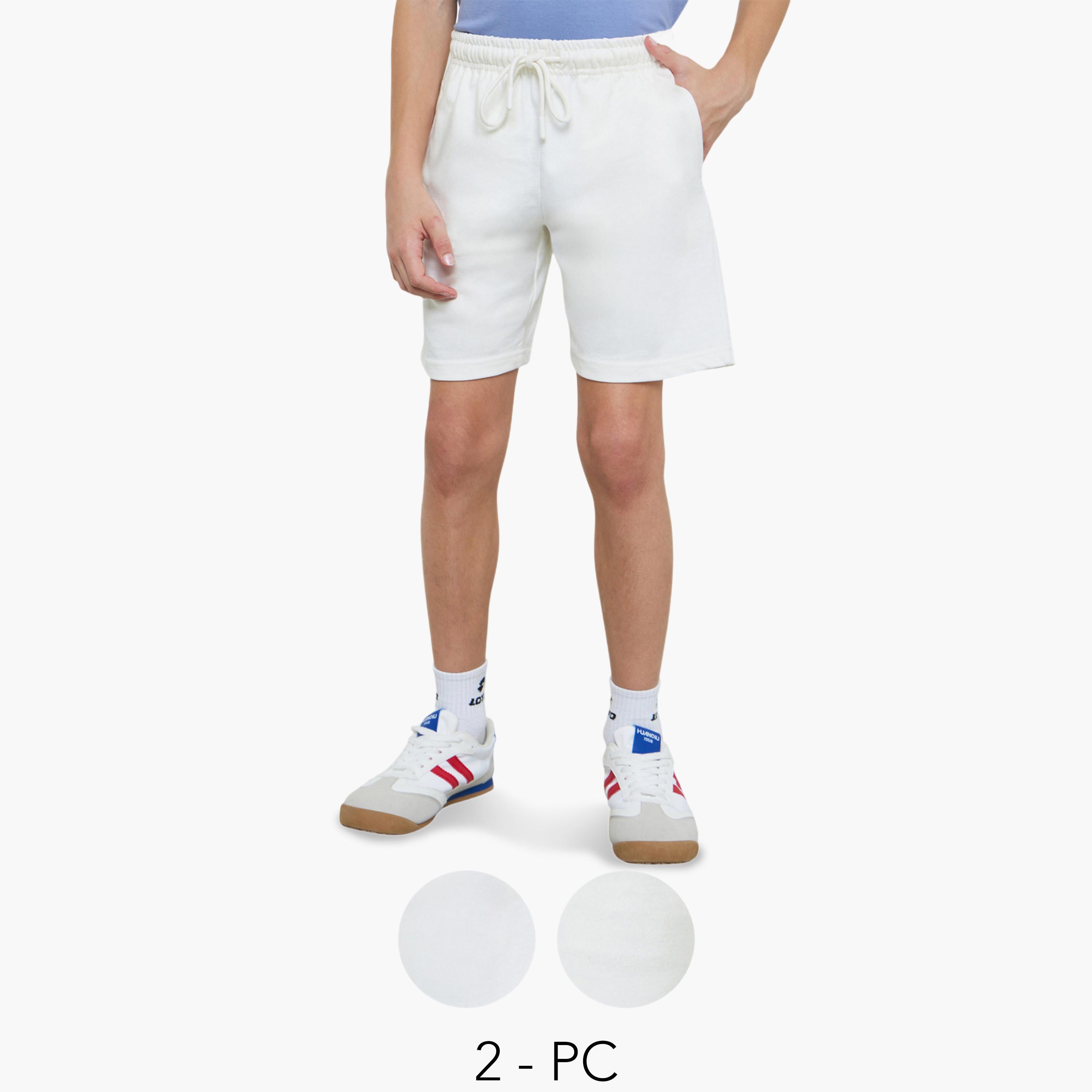 Styli Teens Pack of 2 - Cotton Knitted Drawstring Shorts-boys-clothing-bottoms-shorts-image-1