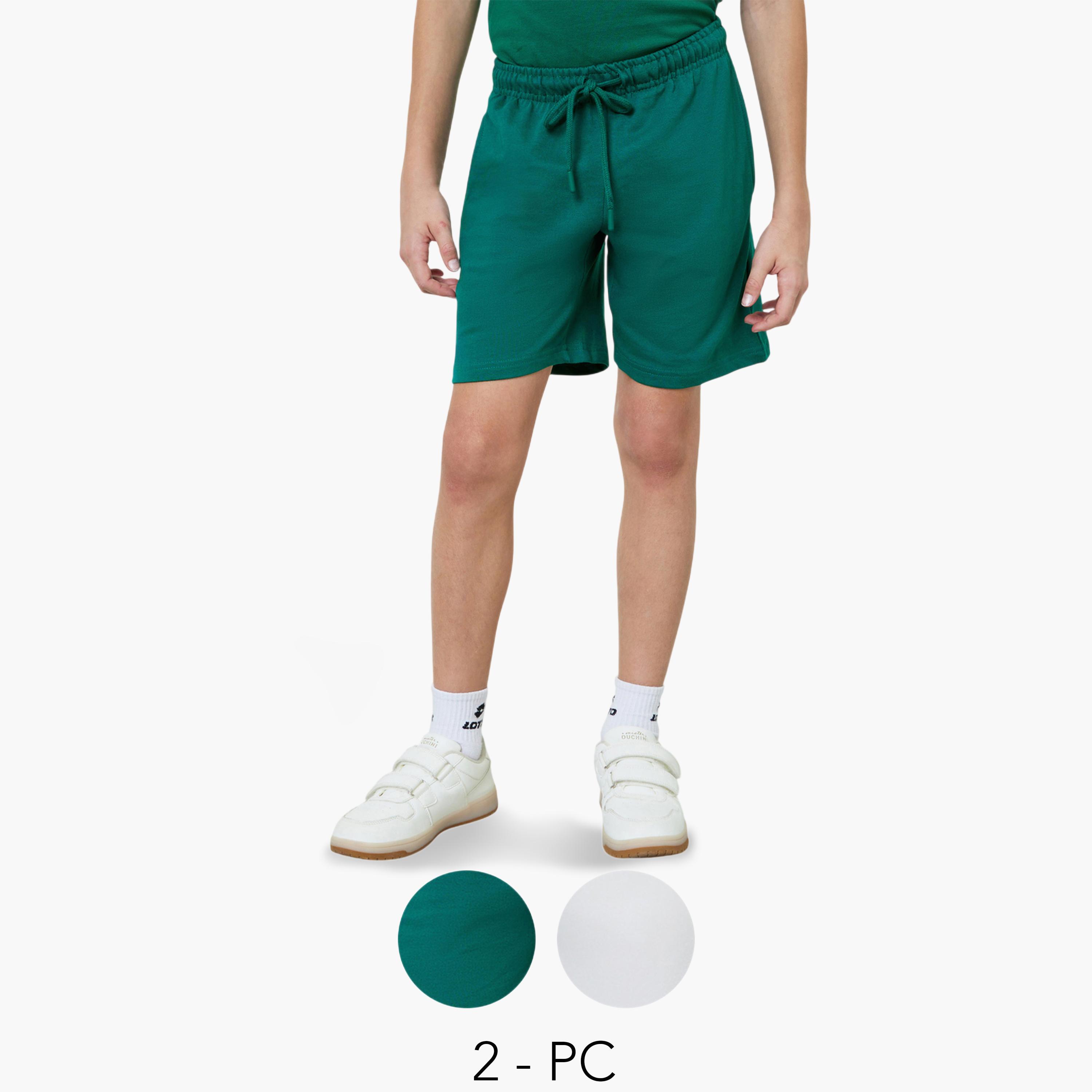 Styli Teens Pack of 2 - Cotton Knitted Drawstring Shorts-boys-clothing-bottoms-shorts-image-1