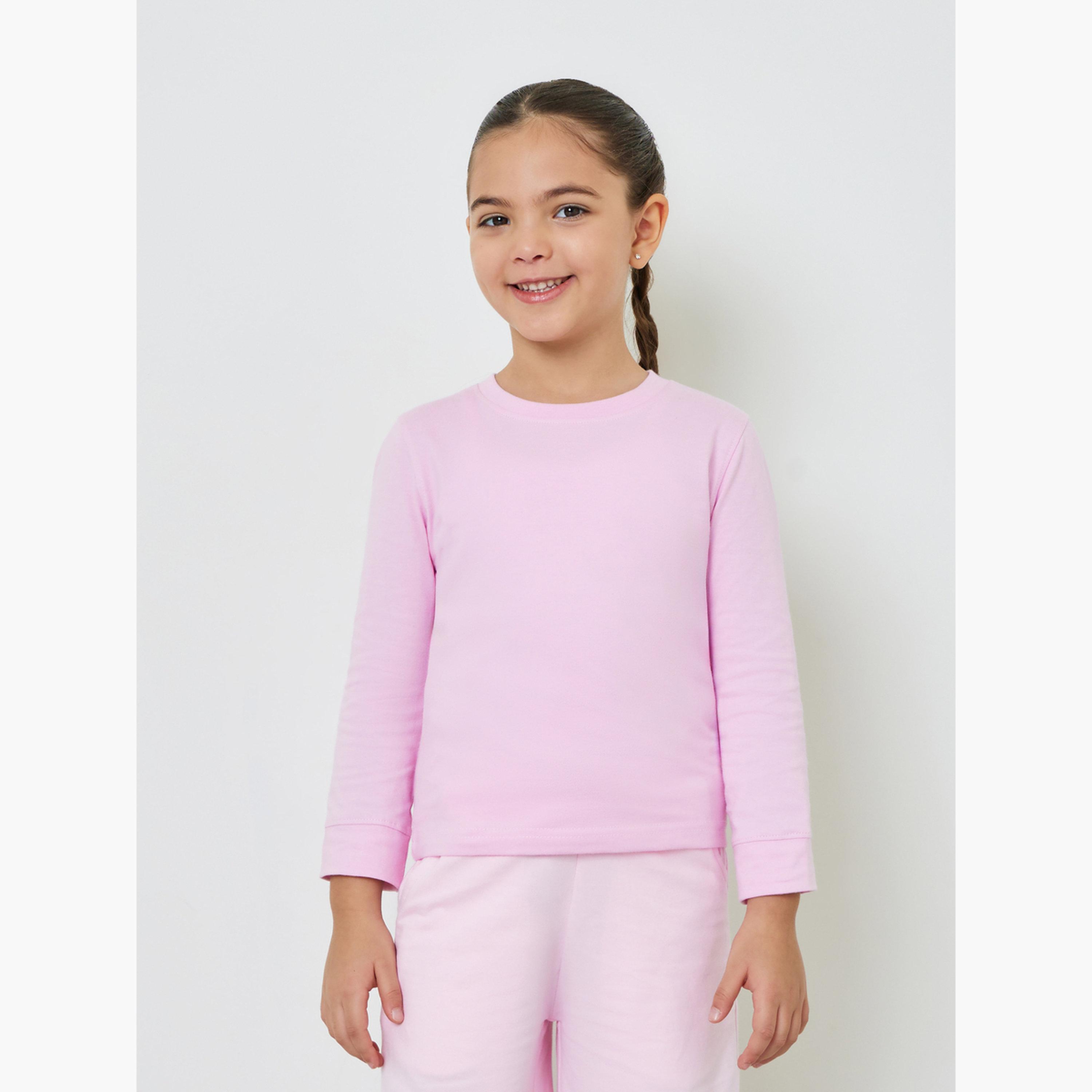 ستايلي - تيشيرت قطني بأكمام طويلة وقصة عادية للبنات-girls-clothing-tshirts-image-3