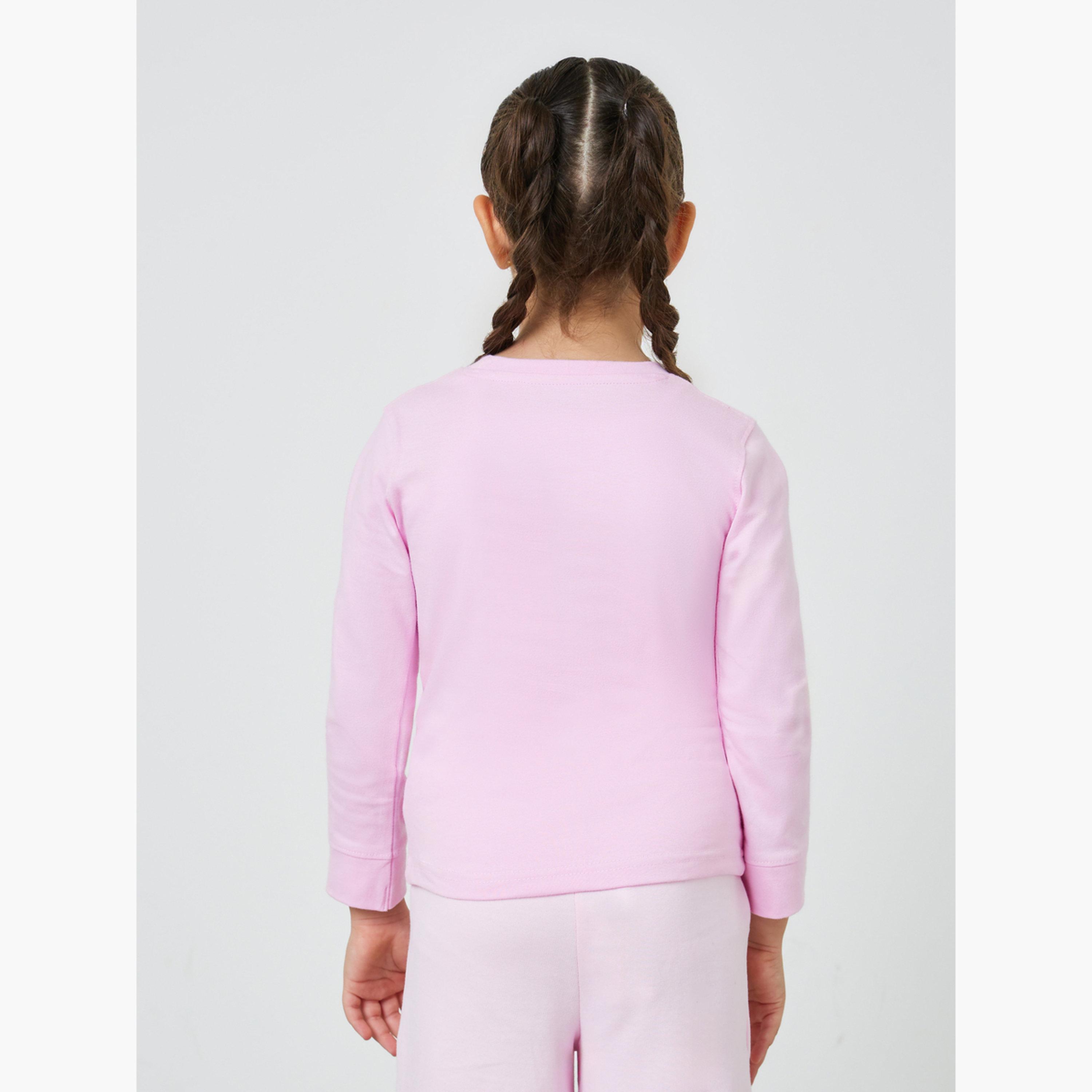 ستايلي - تيشيرت قطني بأكمام طويلة وقصة عادية للبنات-girls-clothing-tshirts-image-4