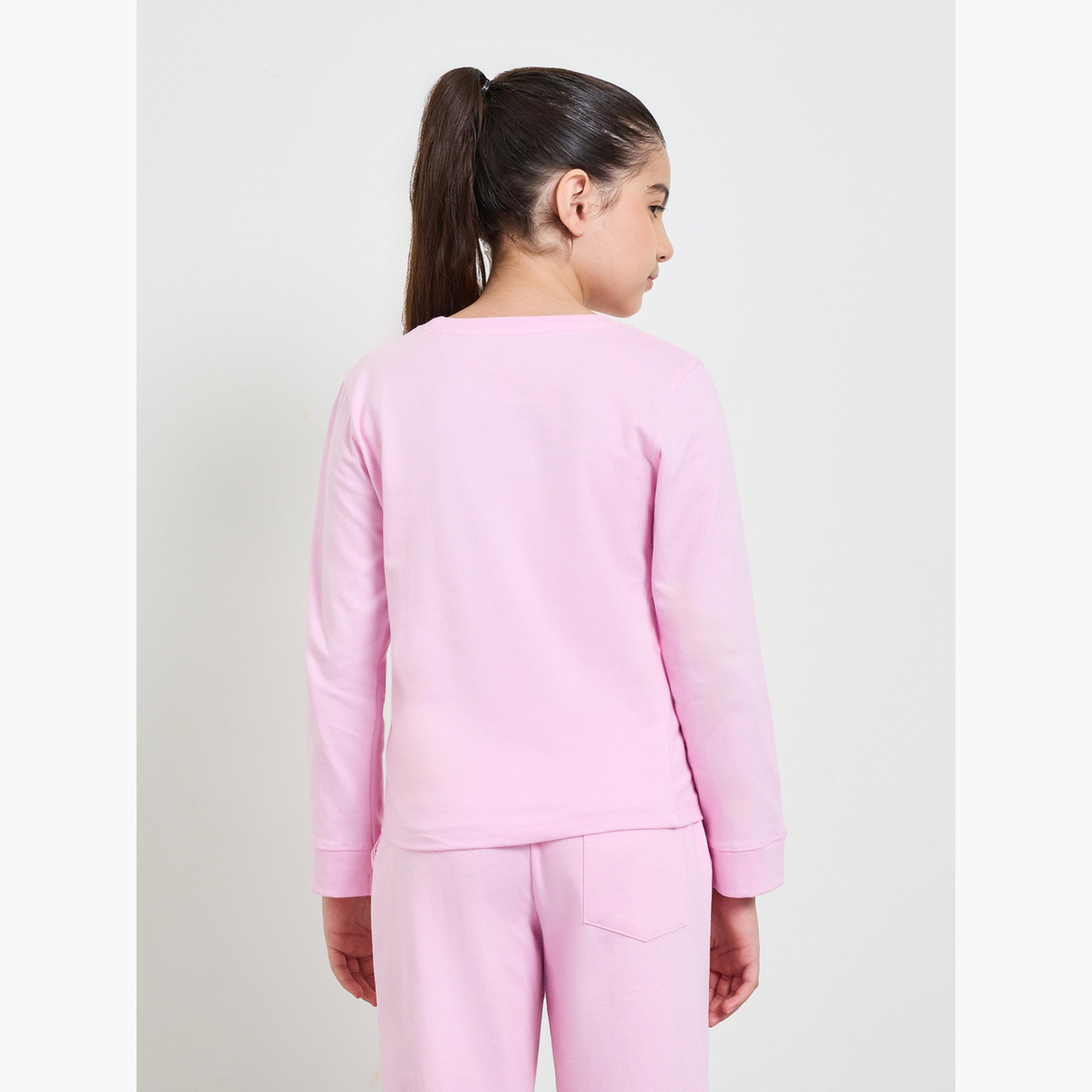 ستايلي - تيشيرت قطني بأكمام طويلة وقصة عادية للبنات-girls-clothing-tshirts-image-4