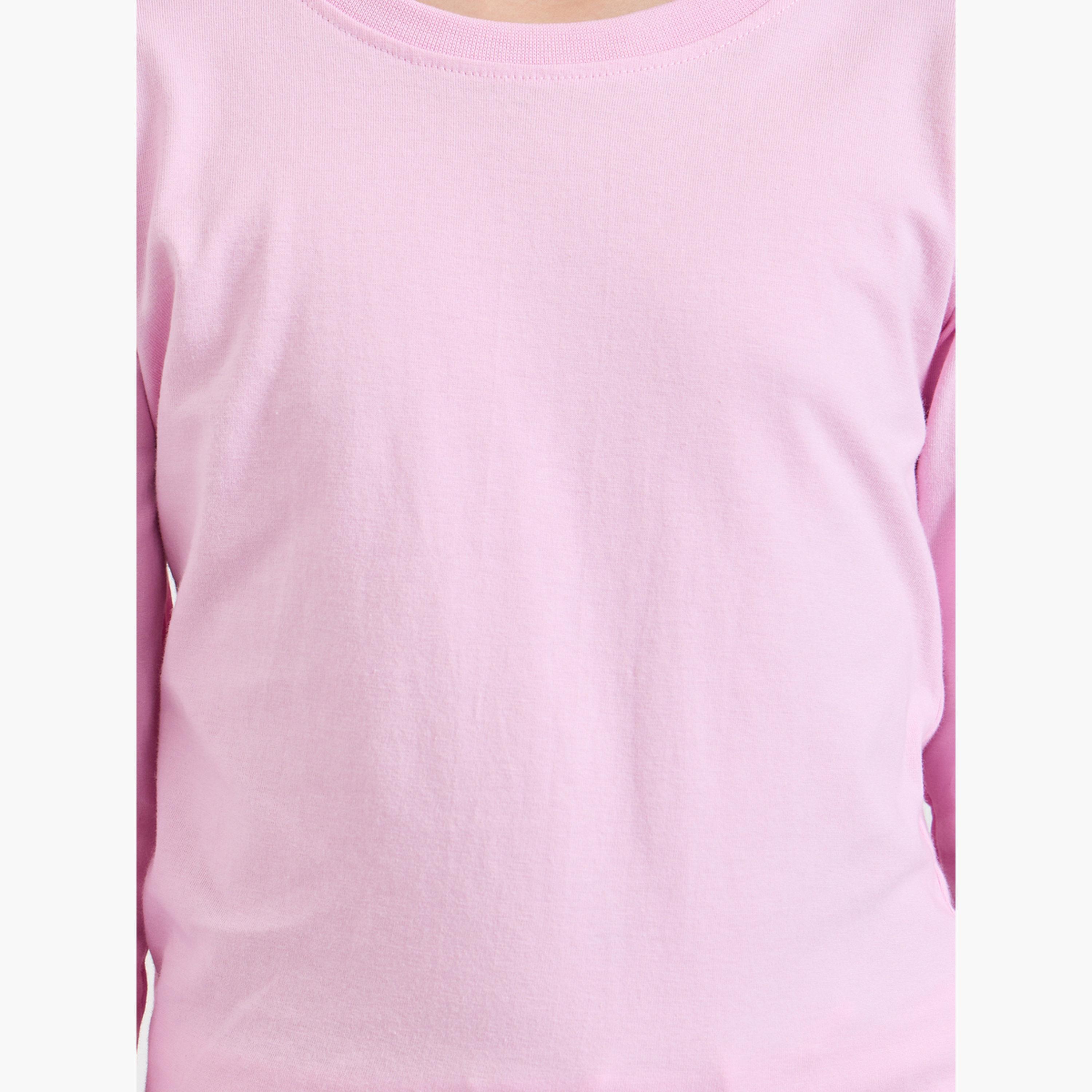ستايلي - تيشيرت قطني بأكمام طويلة وقصة عادية للبنات-girls-clothing-tshirts-image-5