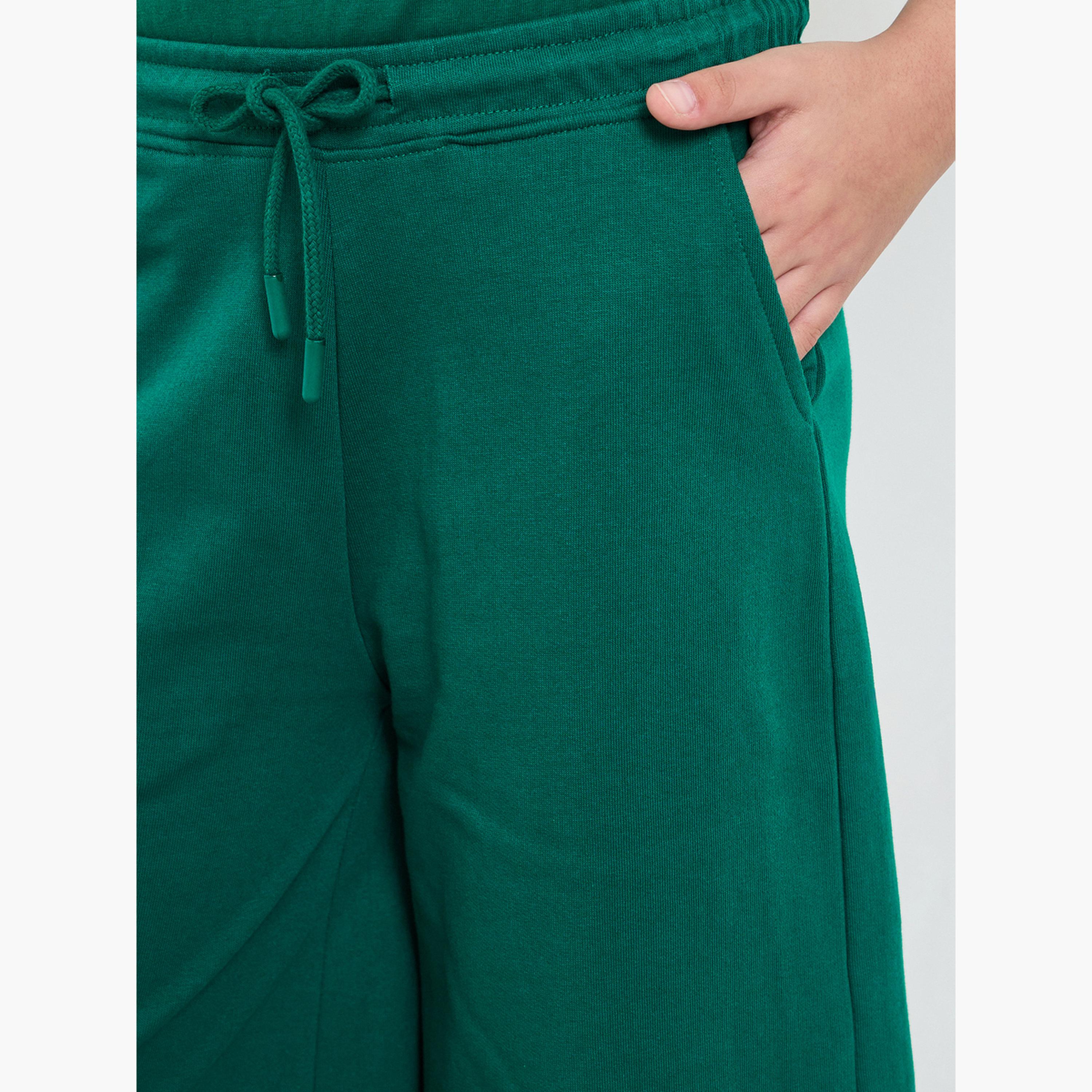 ستايلي - بنطلون رياضي قصير واسع الساقين من القطن الأخضر للفتيات المراهقات-girls-clothing-bottoms-joggersandtrackpants-image-3