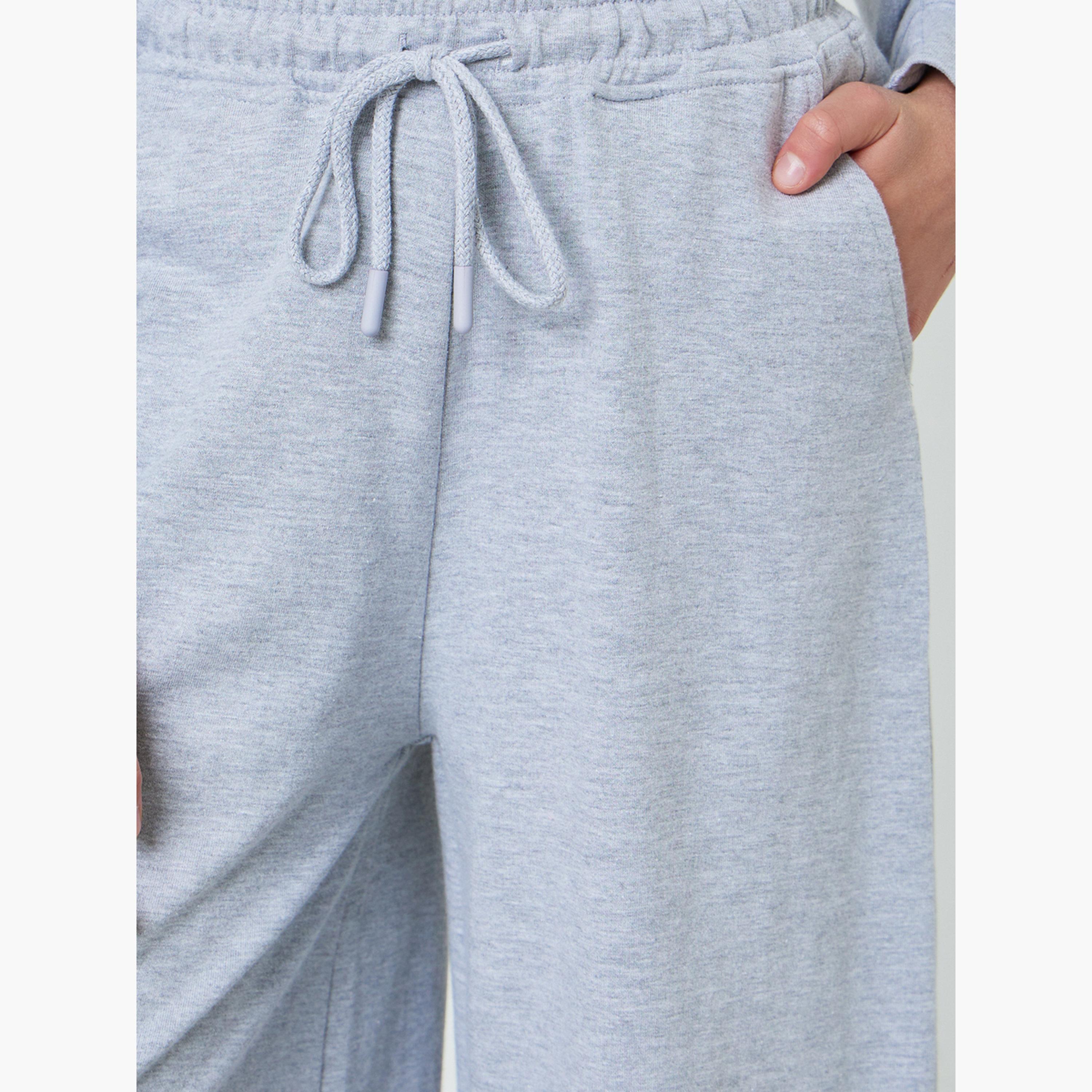 Styli Teen Girls Grey Cotton Wide Leg Cropped Joggers-girls-clothing-bottoms-joggersandtrackpants-image-3
