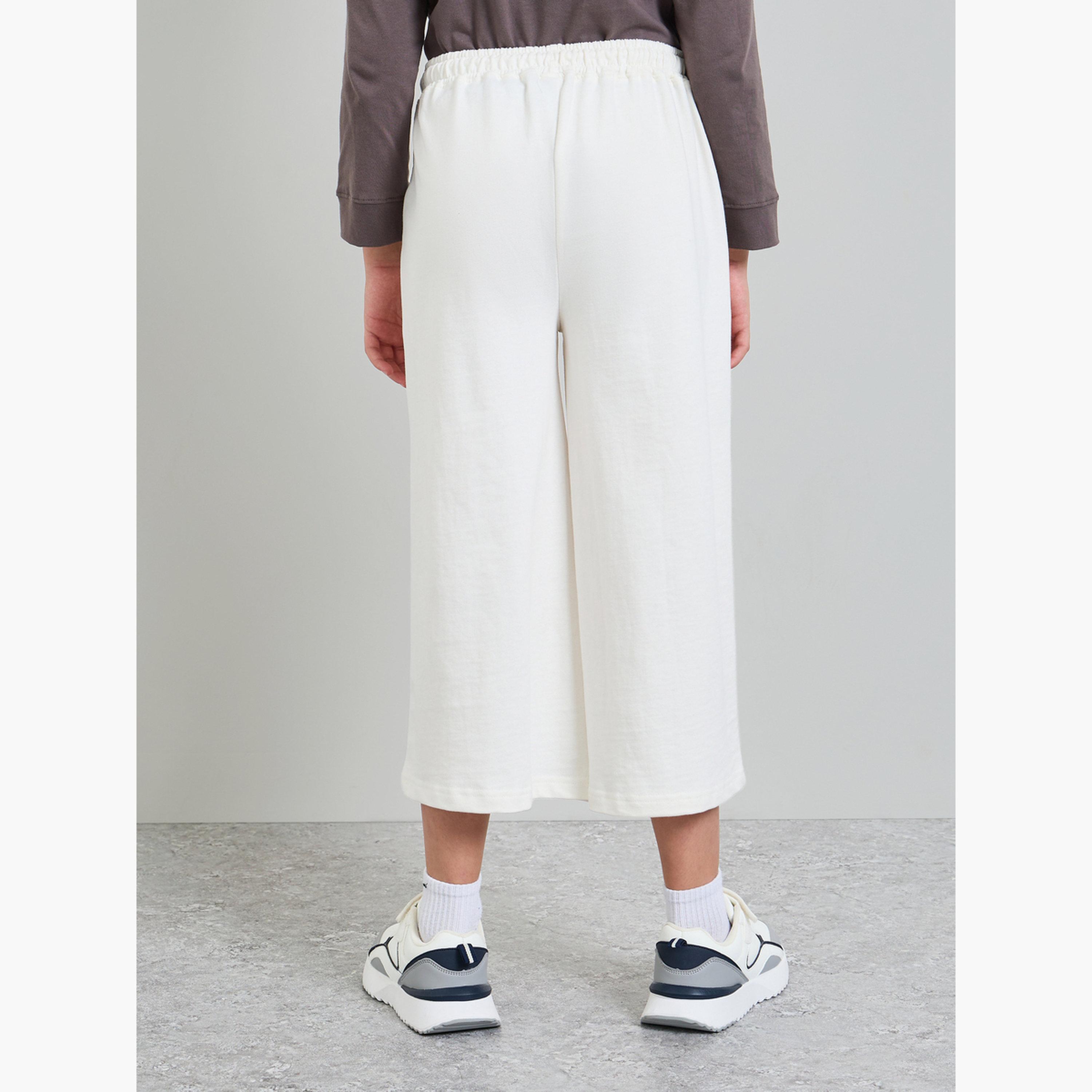 Styli Teen Girls Off White Cotton Wide Leg Cropped Joggers-girls-clothing-bottoms-joggersandtrackpants-image-4