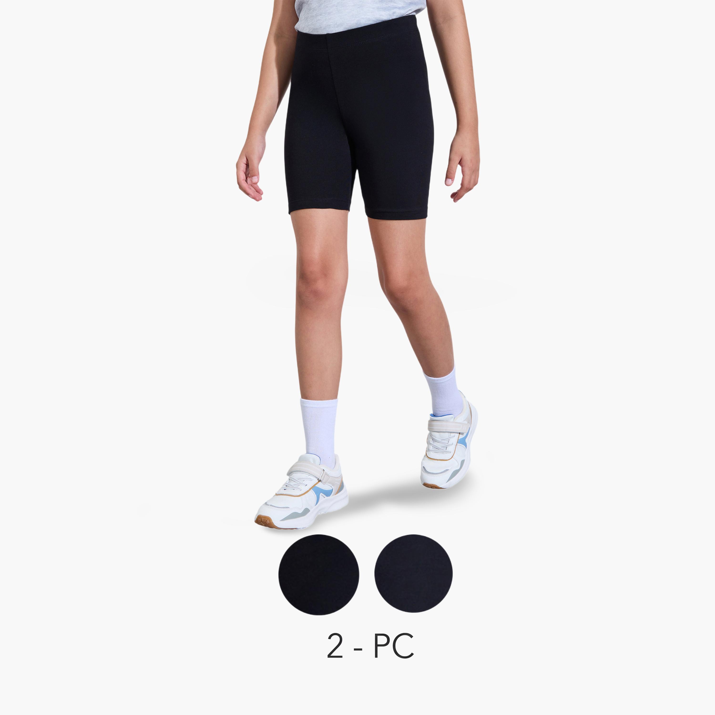 مجموعة من 2 شورت ركوب دراجات قطن للبنات-girls-clothing-bottoms-shorts-image-1
