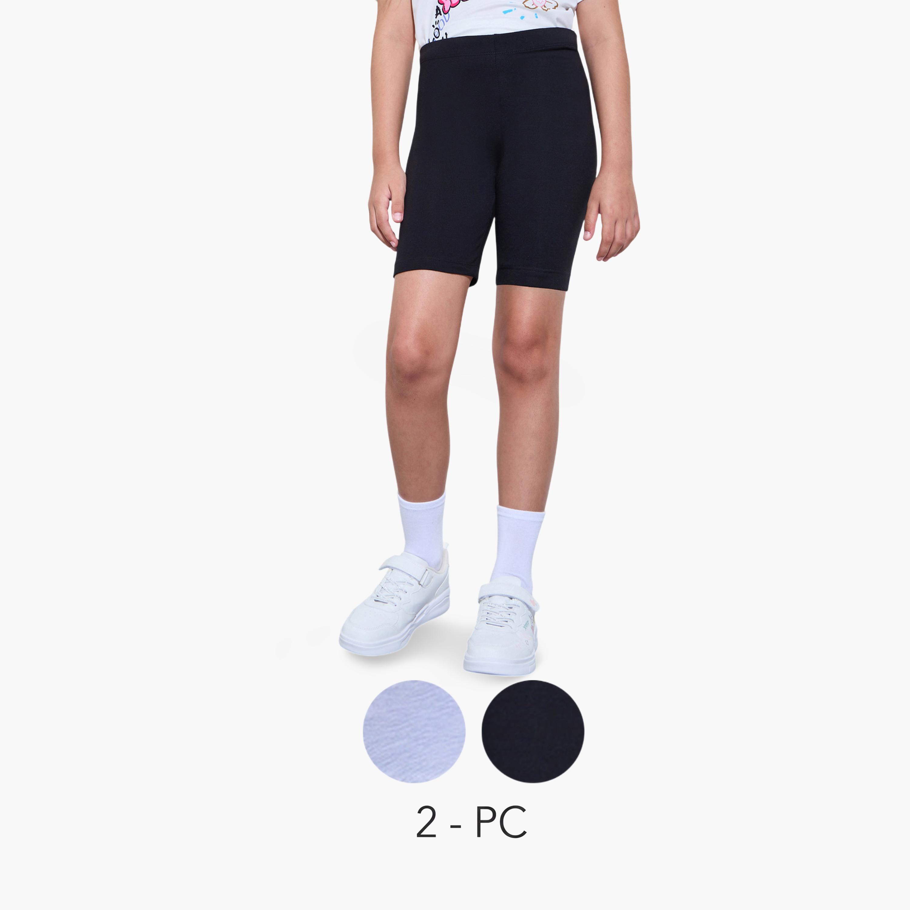 مجموعة من 2 شورت ركوب دراجات قطن للبنات-girls-clothing-bottoms-shorts-image-1
