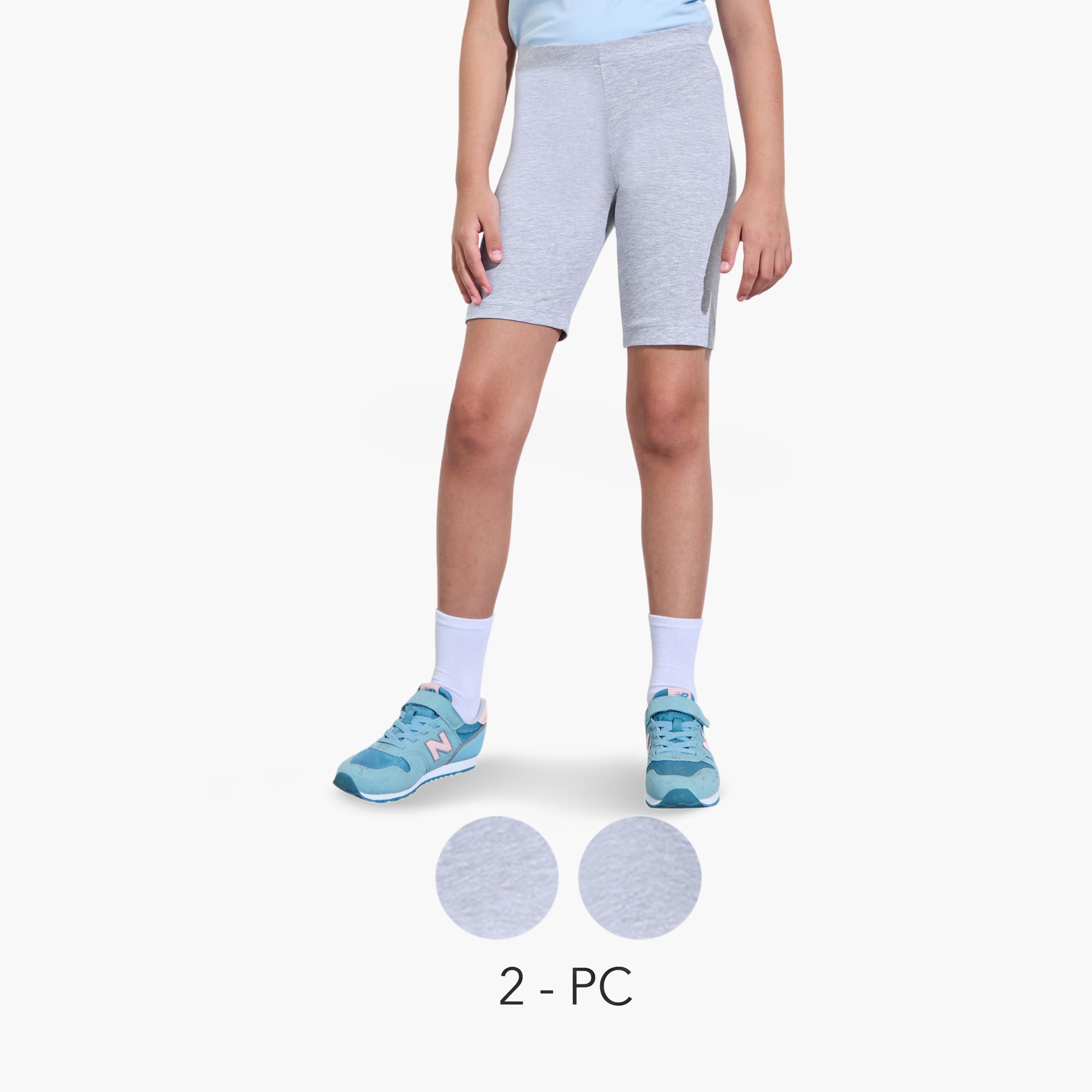 مجموعة من 2 شورت ركوب دراجات قطن للبنات-girls-clothing-bottoms-shorts-image-1