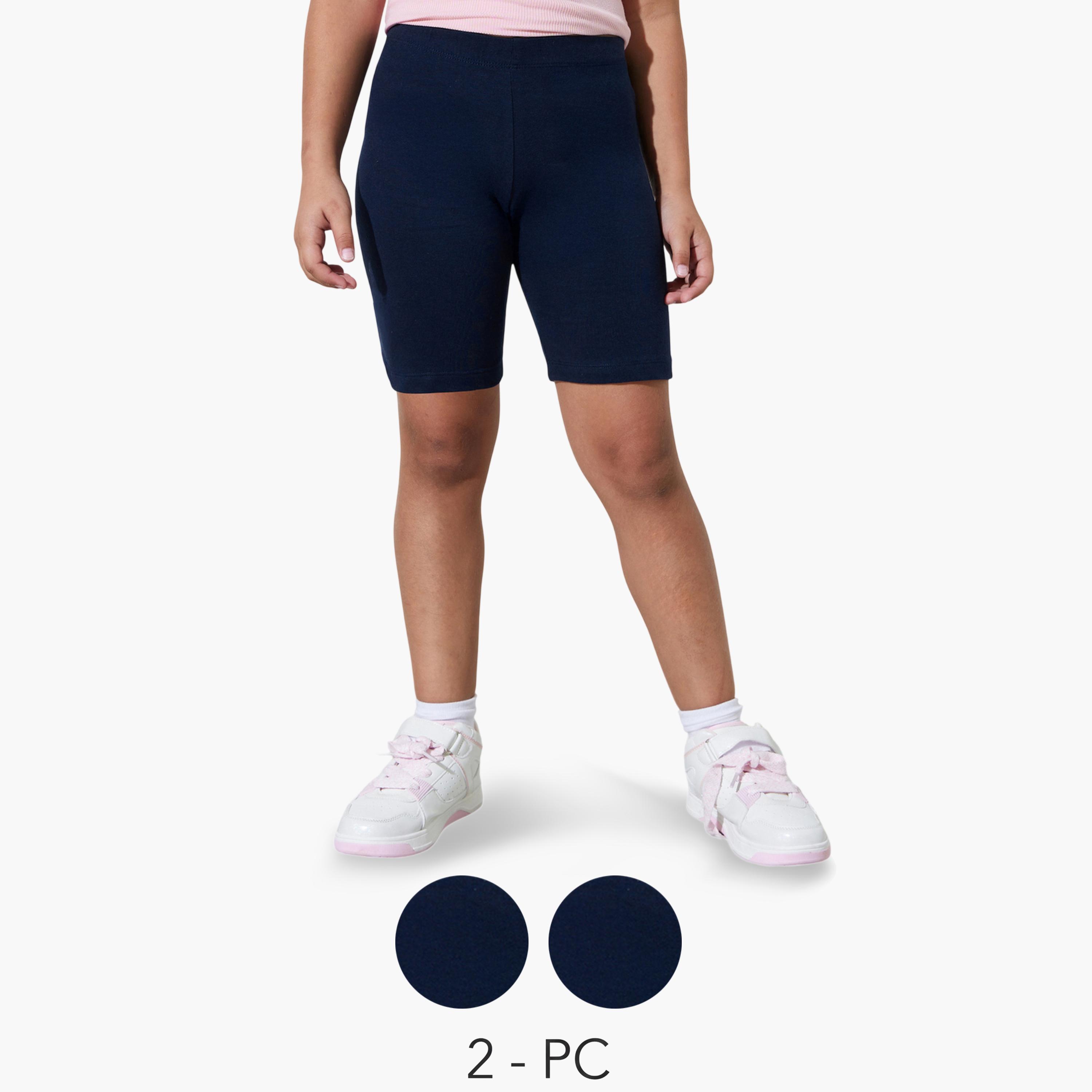 طقم شورت ركوب الدراجات قطن للبنات من قطعتين-girls-clothing-bottoms-shorts-image-1