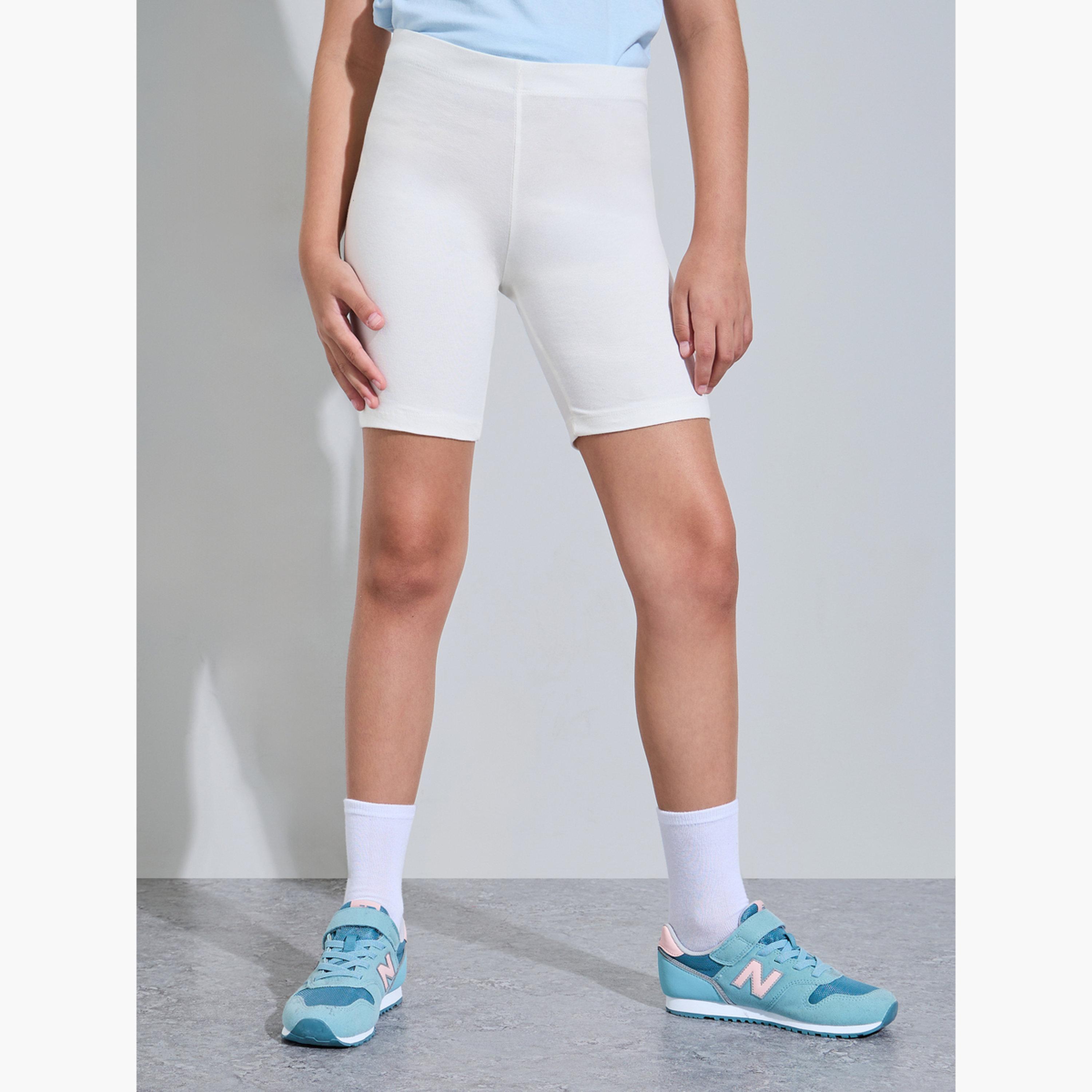 Styli Teen Girls Pack of 2 - Off White Cotton Cycling Shorts-girls-clothing-bottoms-shorts-image-2