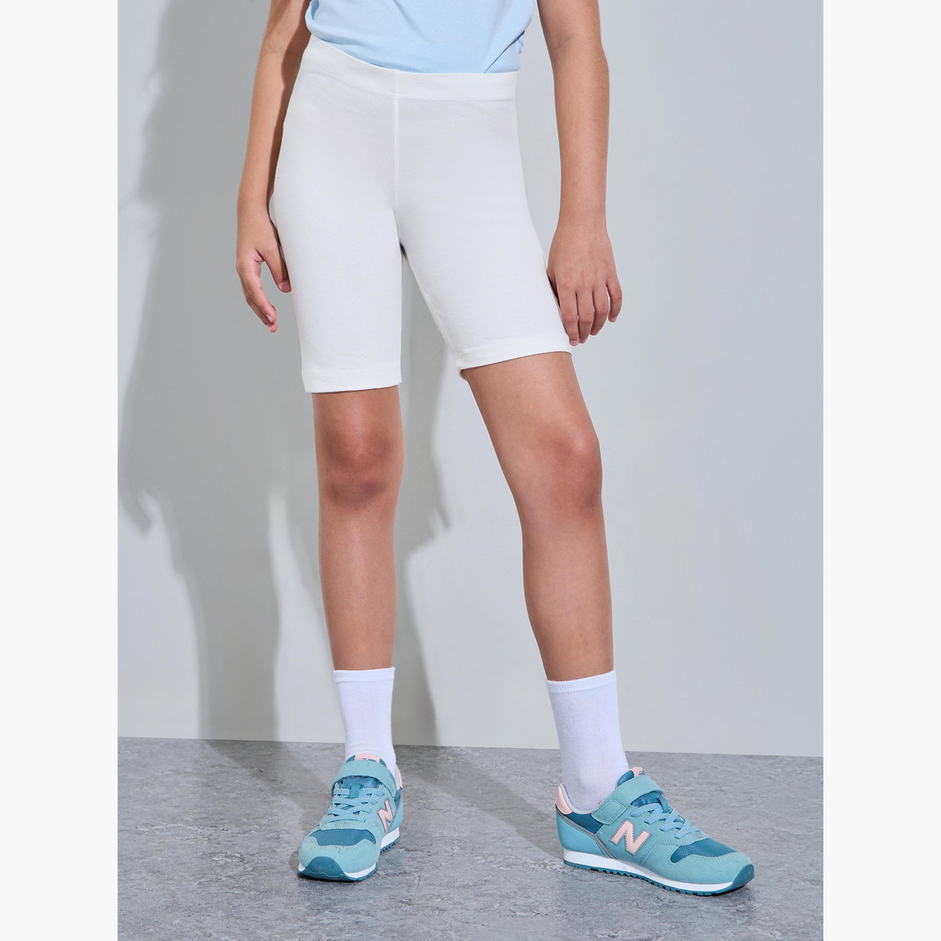 Styli Teen Girls Pack of 2 - Off White Cotton Cycling Shorts-girls-clothing-bottoms-shorts-image-4