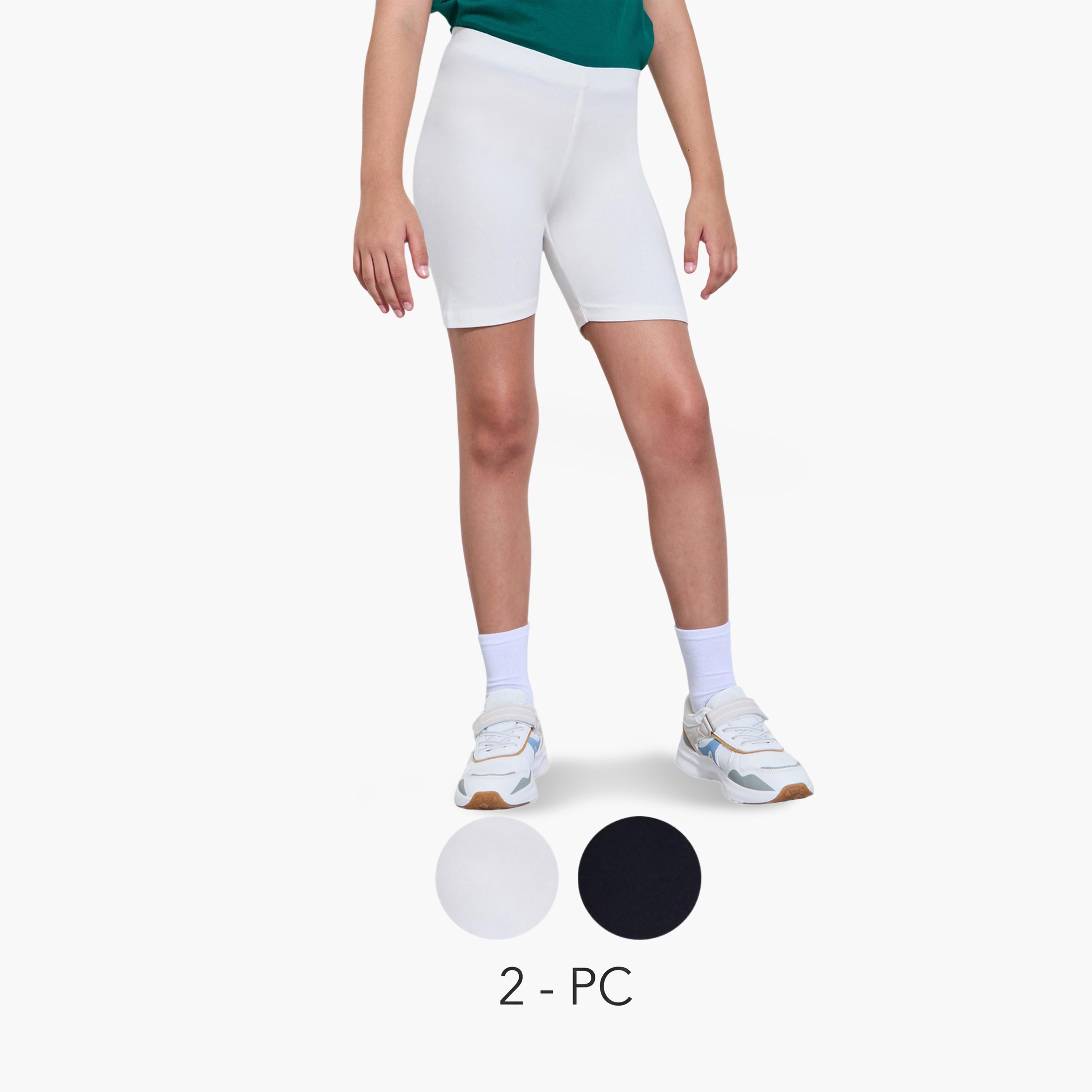 مجموعة من 2 شورت ركوب دراجات قطن للبنات-girls-clothing-bottoms-shorts-image-1