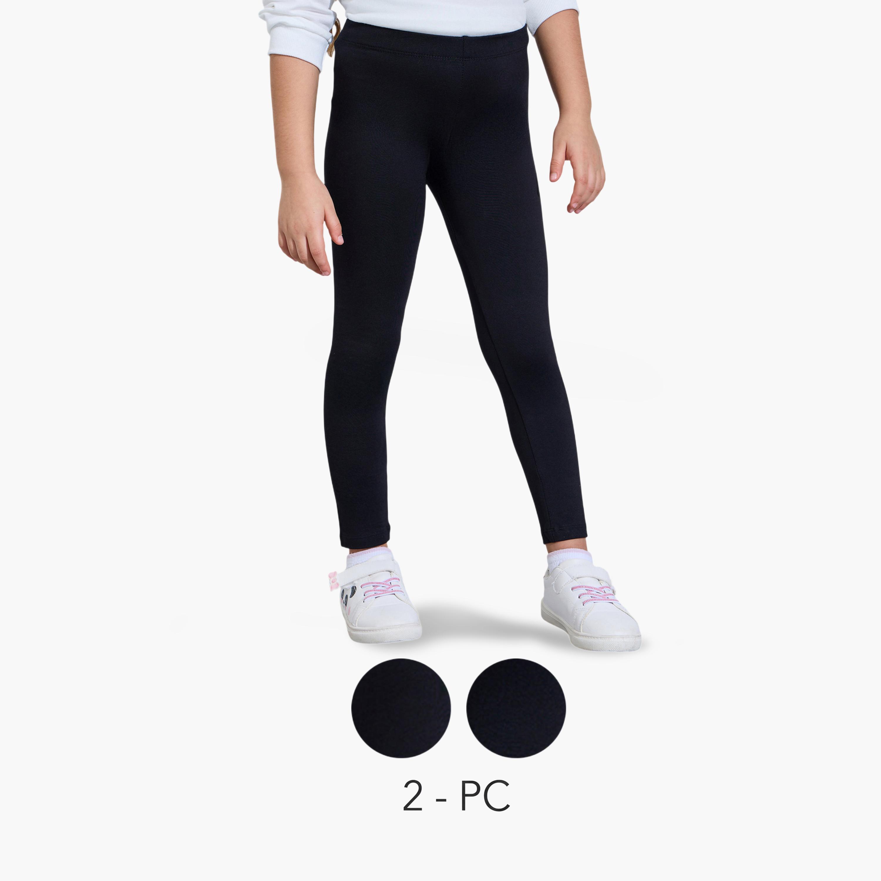 مجموعة من 2 شورت ركوب دراجات قطن للبنات-girls-clothing-bottoms-leggings-image-1