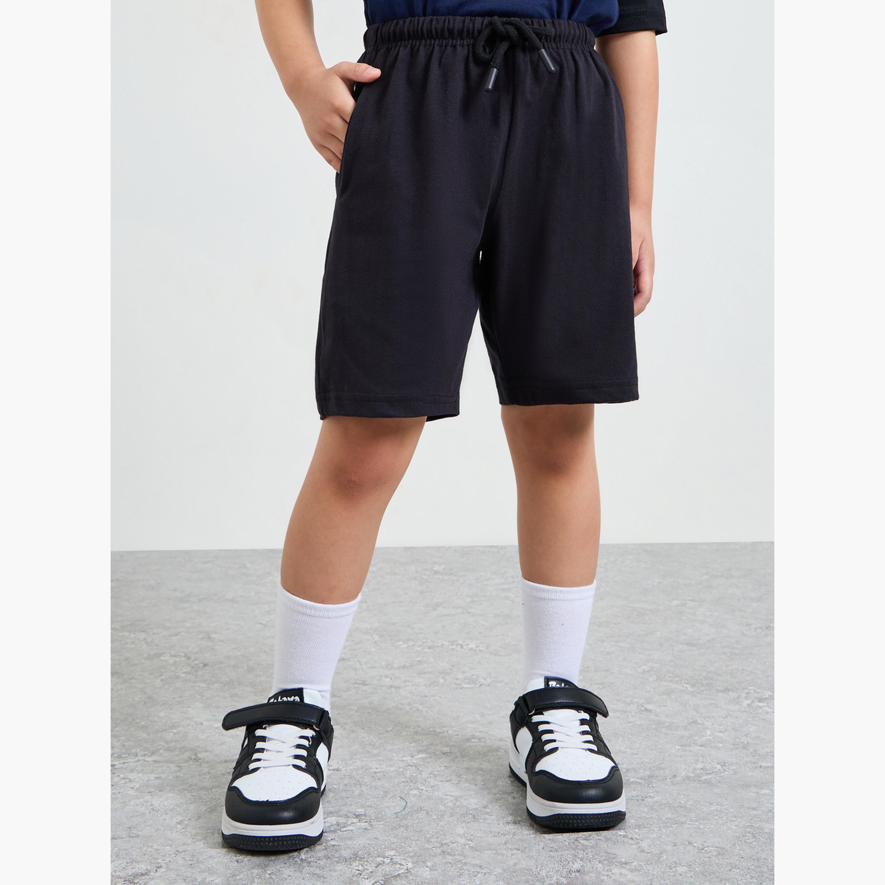 Styli Boys Dark Blue Printed Raglan Sleeve T-Shirt and Shorts Set-boys-clothing-setsandcoords-image-5