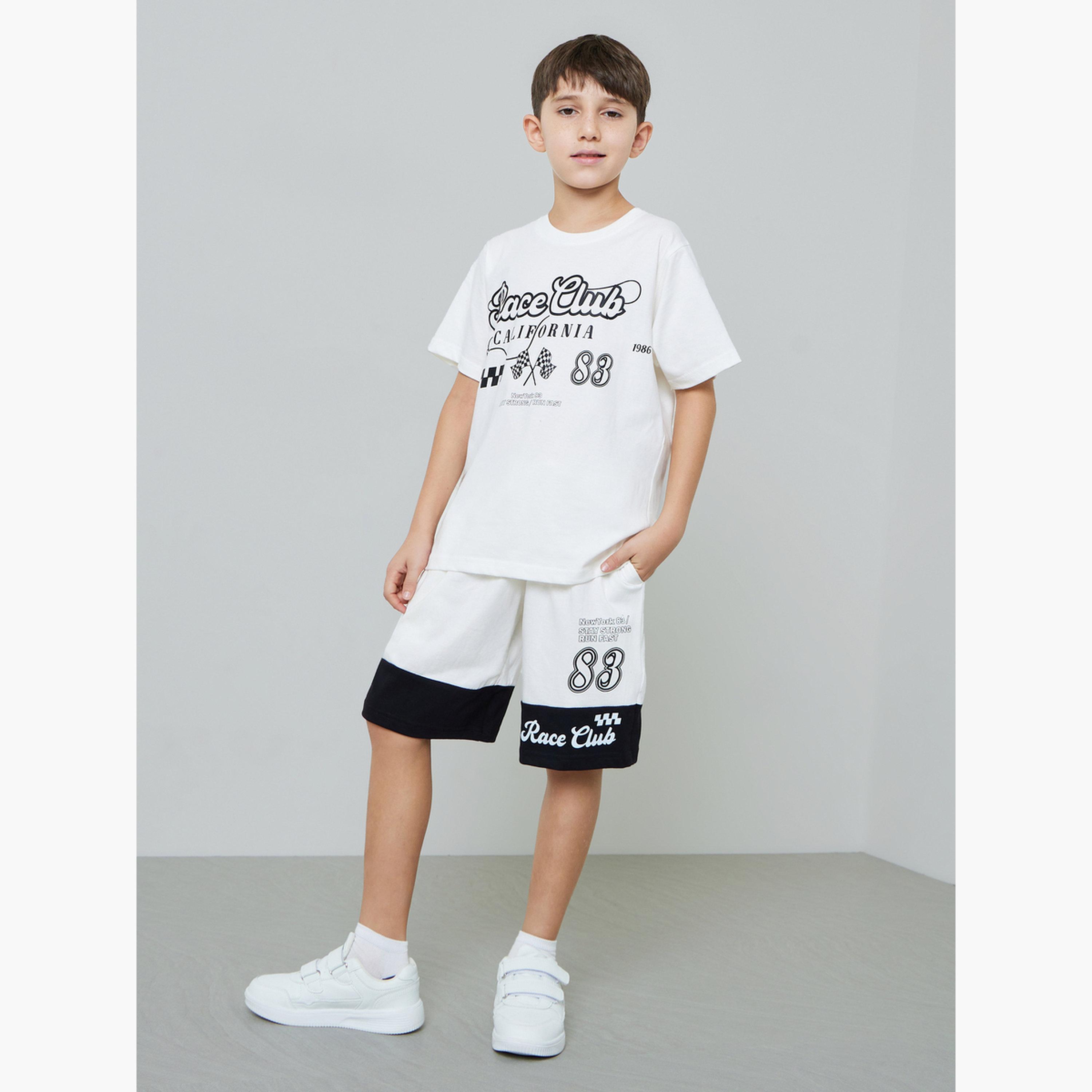 طقم شورت بنمط كتل الالوان وتيشيرت بطبعة جرافيك للأولاد-boys-clothing-setsandcoords-image-2