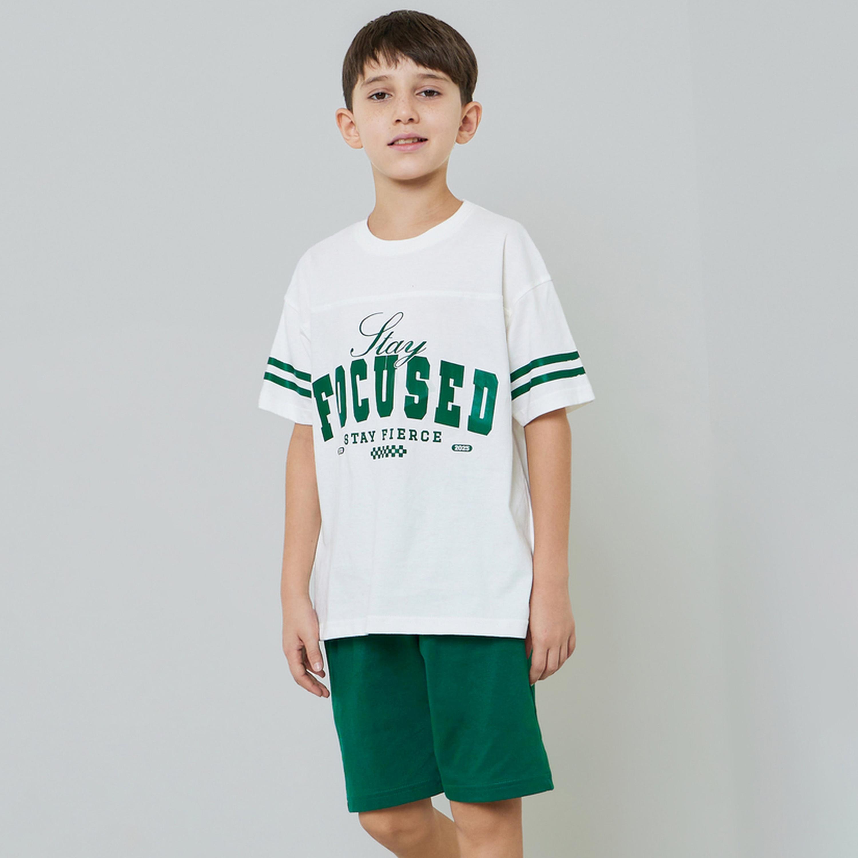 طقم شورت برباط وتيشيرت واسع بطبعة جرافيك للأولاد-boys-clothing-setsandcoords-image-1