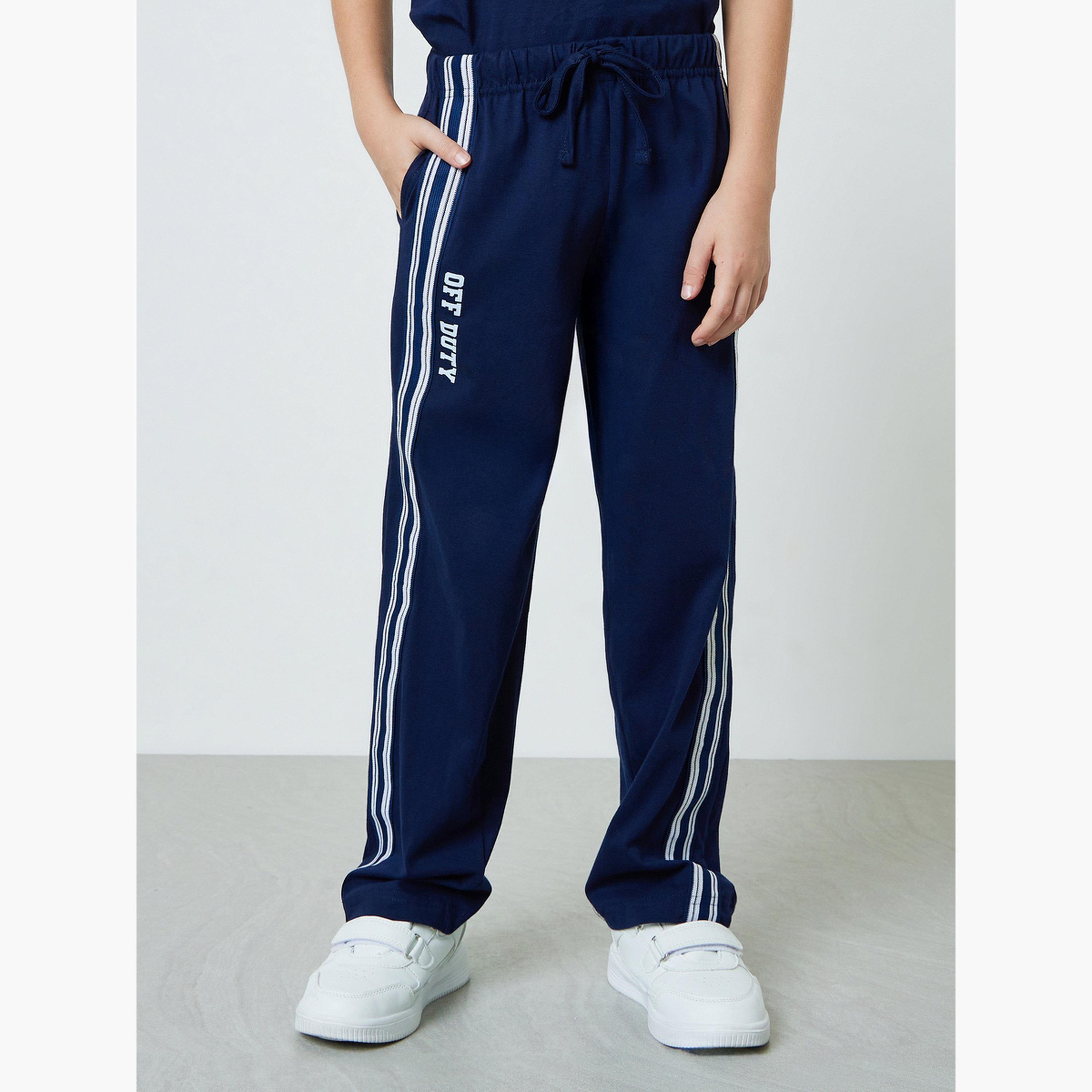Styli Boys Navy Blue Graphic Print Oversized T-Shirt and Striped Joggers Set-boys-clothing-setsandcoords-image-4
