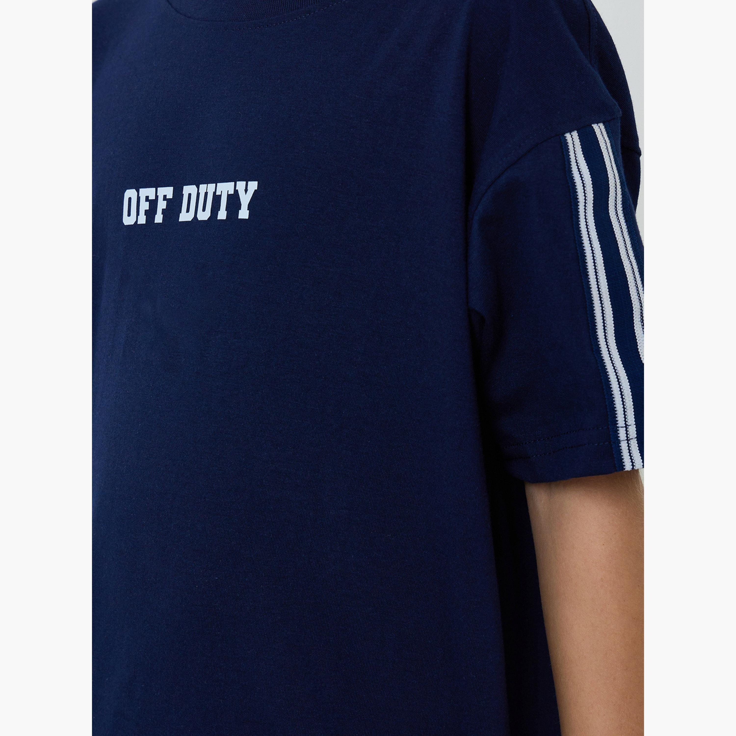 Styli Boys Navy Blue Graphic Print Oversized T-Shirt and Striped Joggers Set-boys-clothing-setsandcoords-image-5