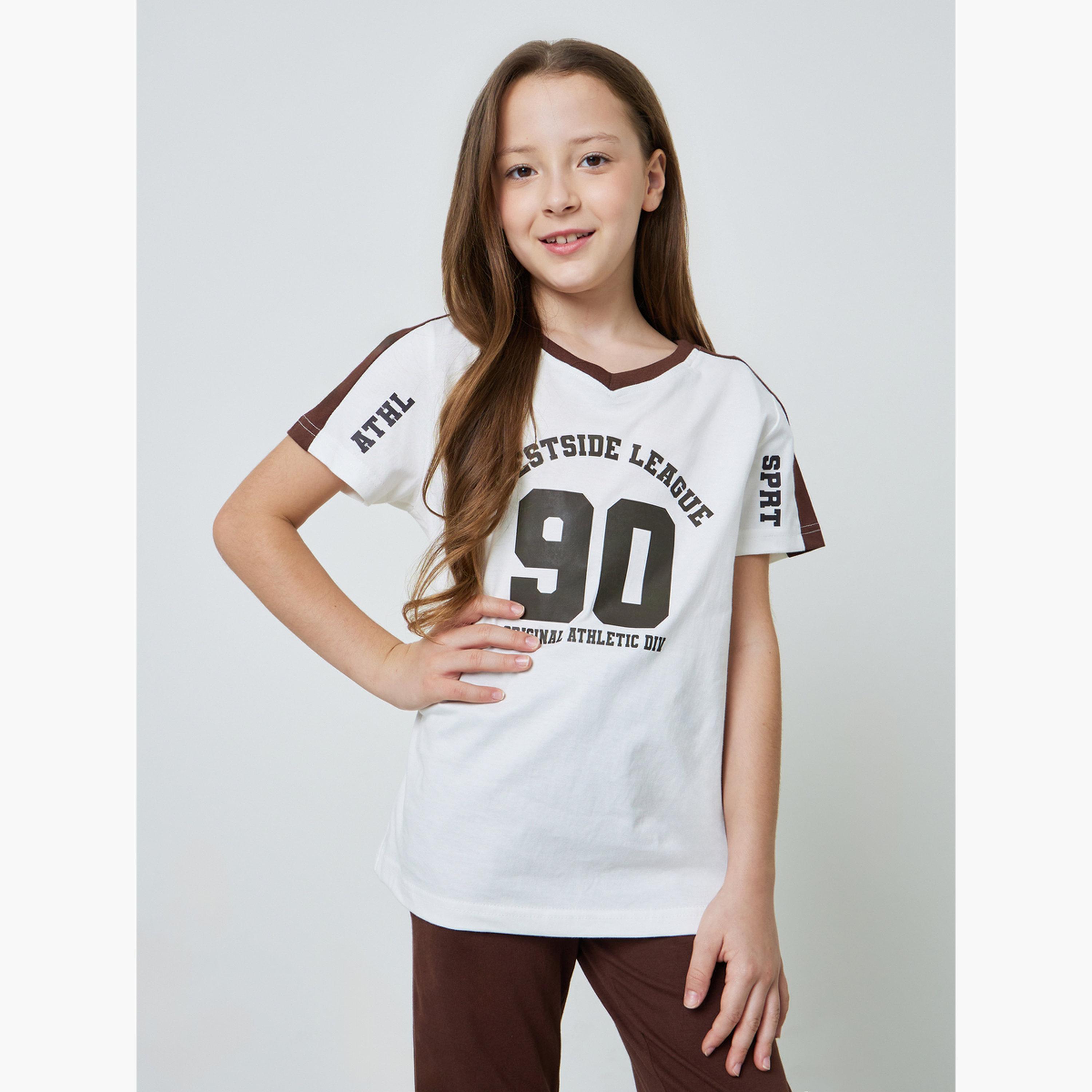 مجموعة من جوغر بحواف مطاطية وتيشيرت بأجزاء متباينة للبنات-girls-clothing-setsandcoords-image-2