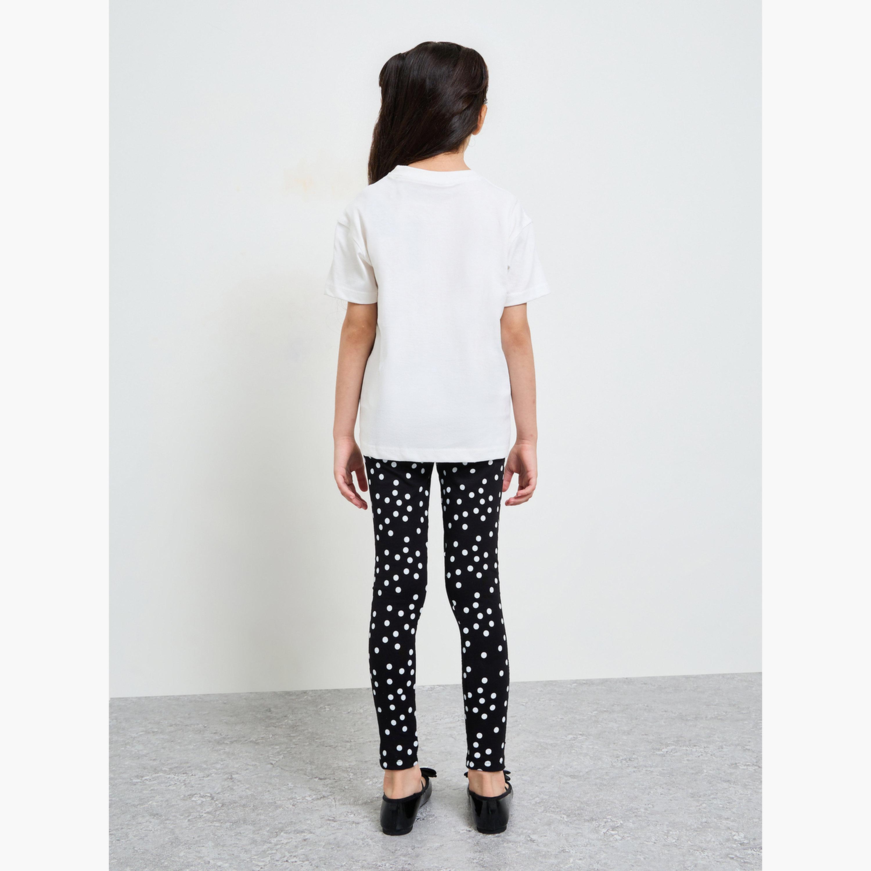 ستايلي - طقم تيشيرت مطبوع عليه الكرز وبنطال ضيق منقط للبنات-girls-clothing-setsandcoords-image-3