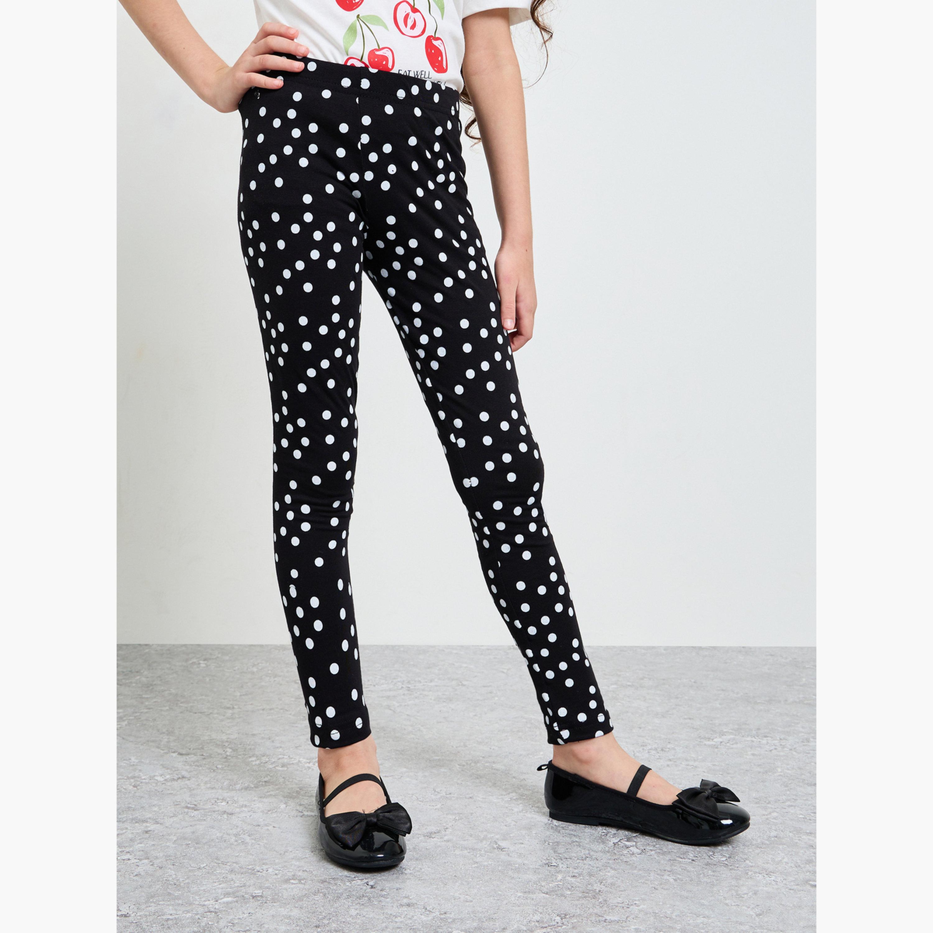 ستايلي - طقم تيشيرت مطبوع عليه الكرز وبنطال ضيق منقط للبنات-girls-clothing-setsandcoords-image-4