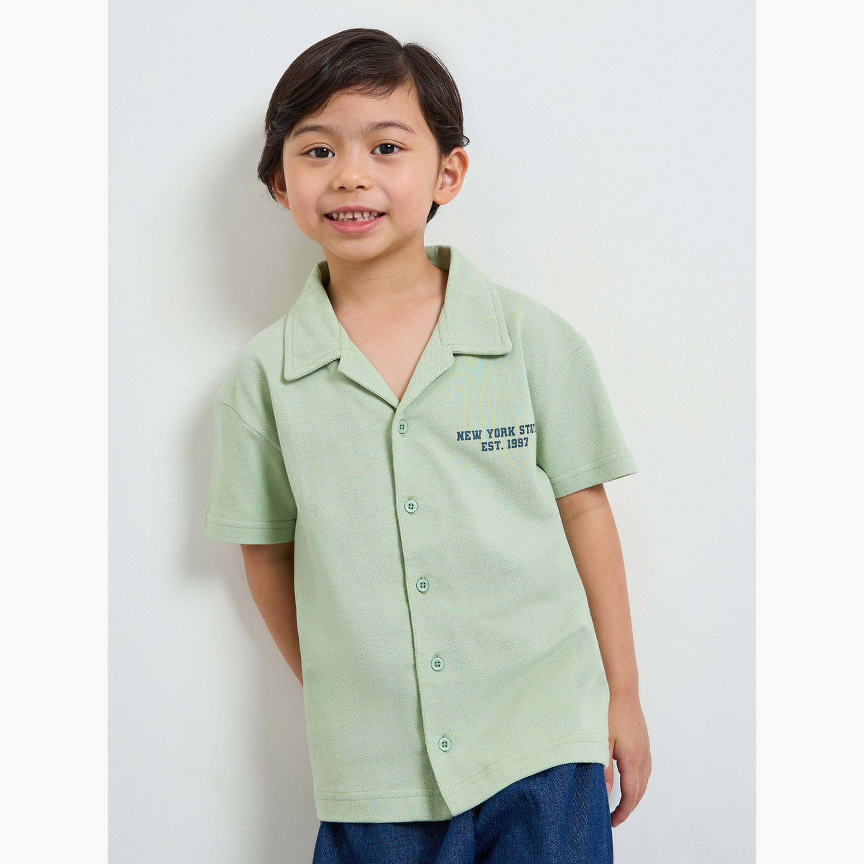 ستايلي - قميص جيرسي مطبوع عليه ياقة خضراء للأولاد من منتجع-boys-clothing-shirts-image-1