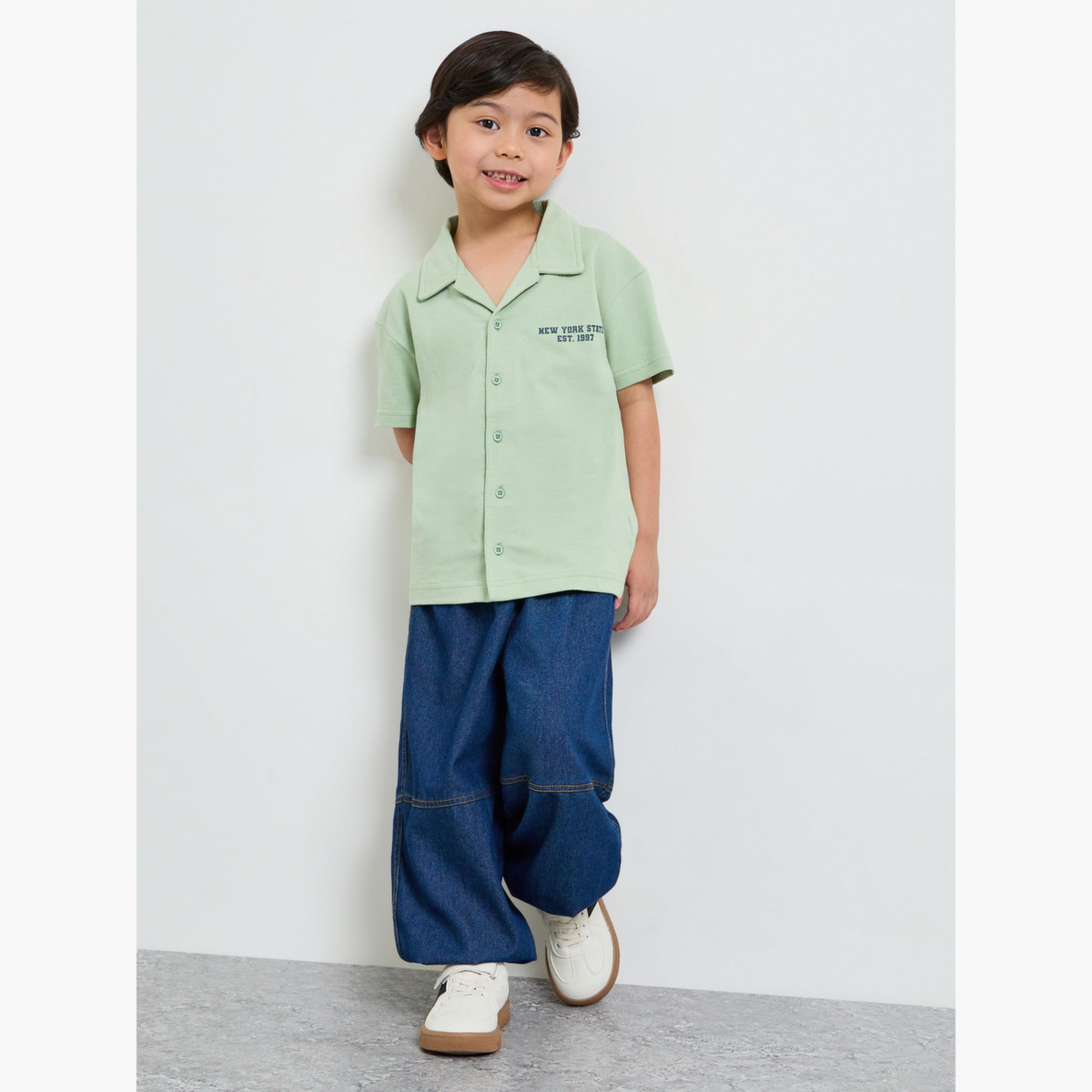 ستايلي - قميص جيرسي مطبوع عليه ياقة خضراء للأولاد من منتجع-boys-clothing-shirts-image-2