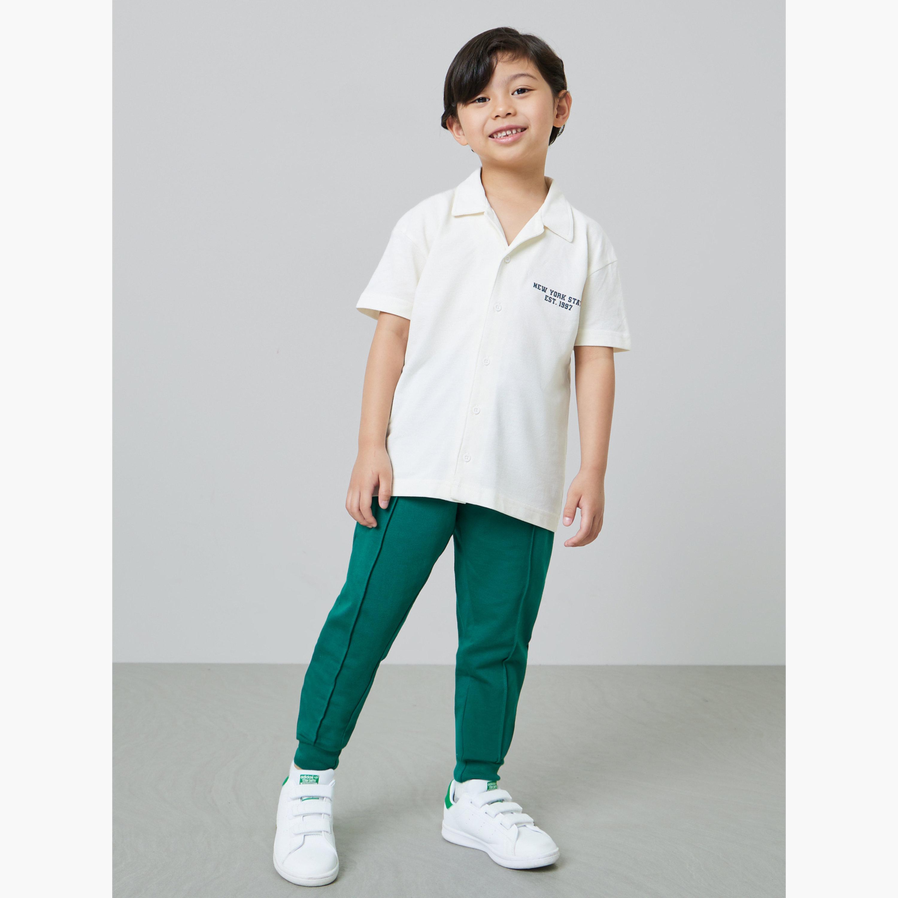 Styli Boys Off White Resort Collar Printed Jersey Shirt-boys-clothing-shirts-image-2